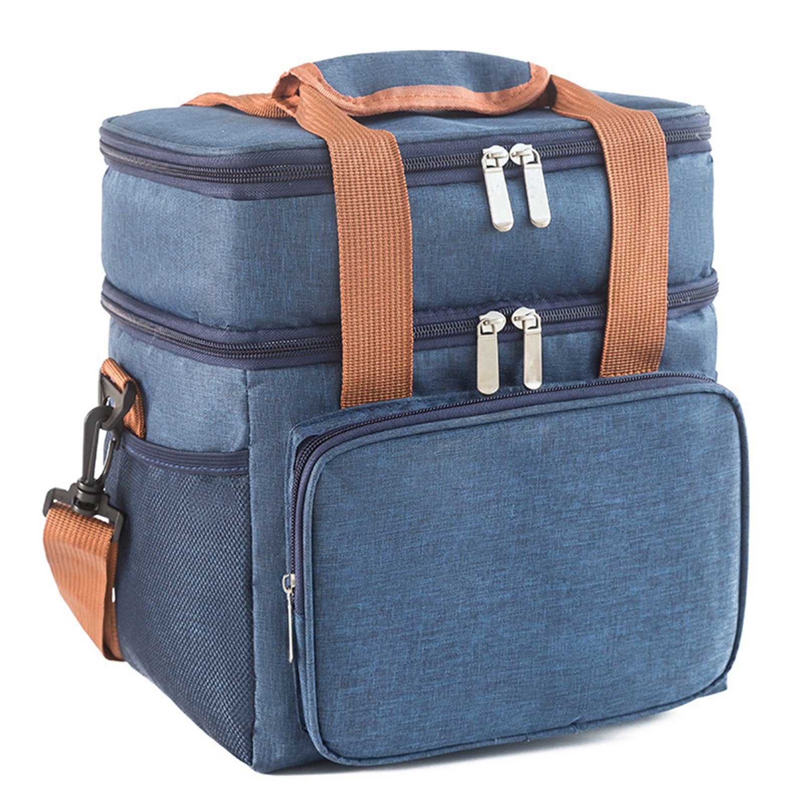 Blusmart Picknicktasche Tragbare Messenger-Doppelschicht-Picknicktasche, Einfach Zu Tragen blue