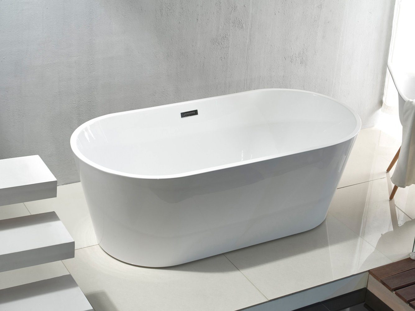 Aloni Badewanne FB6100, (1-tlg), Aloni Rondo Freistehende Badewanne Acryl W günstig online kaufen