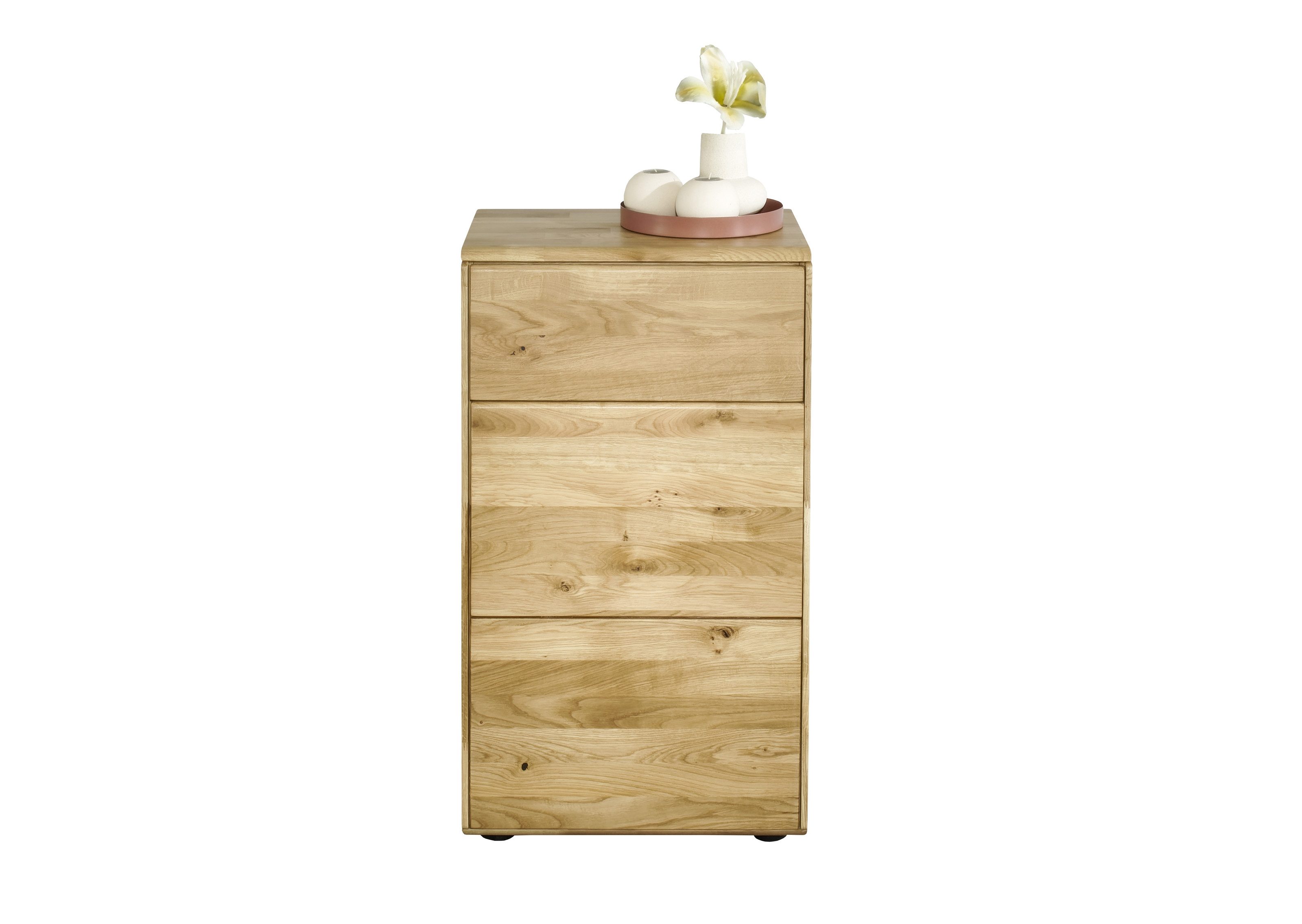 Lebenswert Kommode KM-0662, 1 Schub, 1 Tür, 1 Boden, Wildeiche massiv natur - 51x89x40cm (BxHxT)