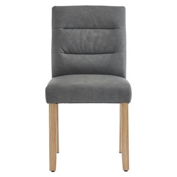 XDOVET Stuhl Familien Esszimmerstühle, 2er set, Stühle mit Eichenbeinrücken, Moderne Minimalistische Wohn- und Schlafzimmerstühle, grau