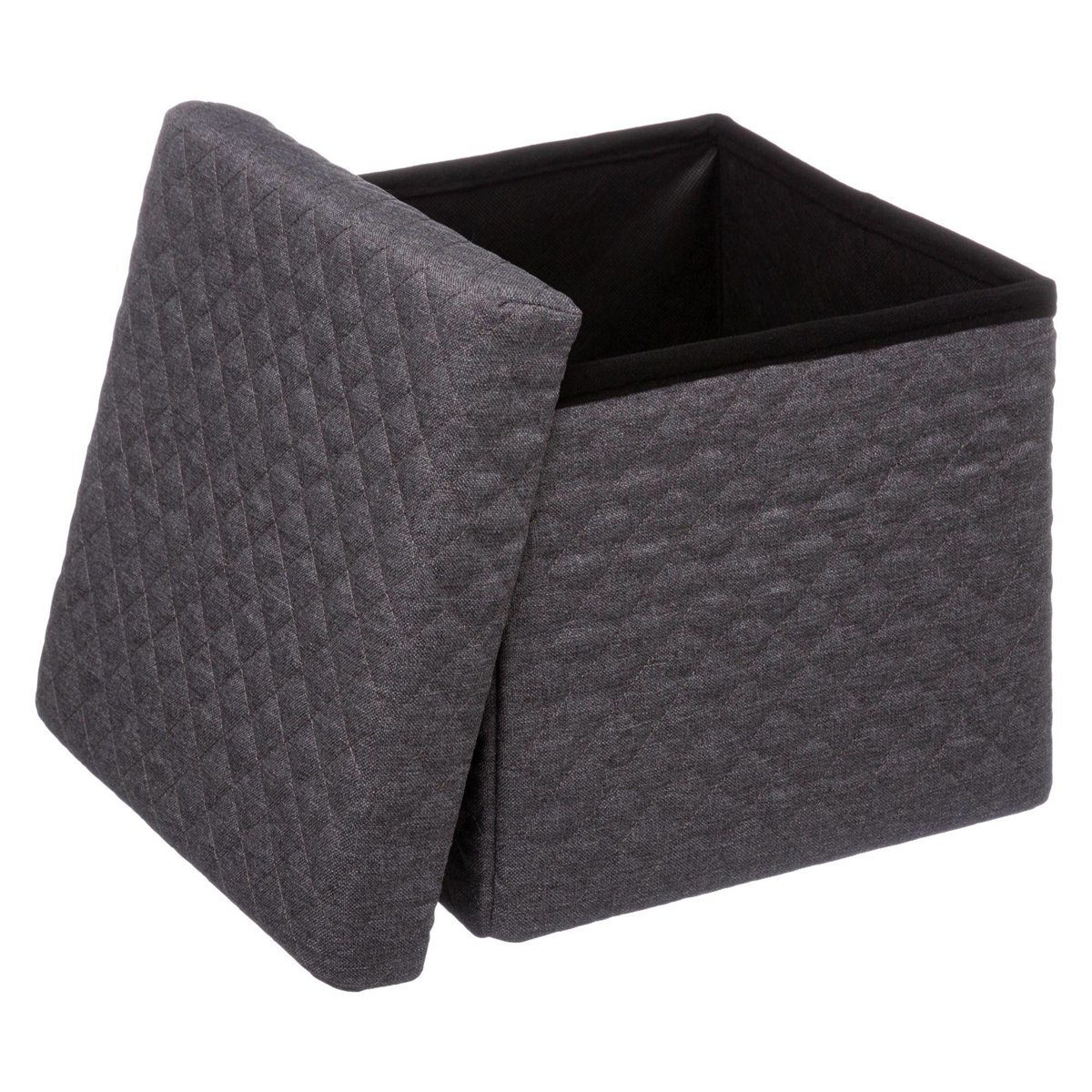 5five Simply Smart Polsterhocker Sitzhocker mit Stauraum, faltbar, 31 x 30 x 31 cm, Velours, schwarz (1 Stk., Sitzhocker), funktional