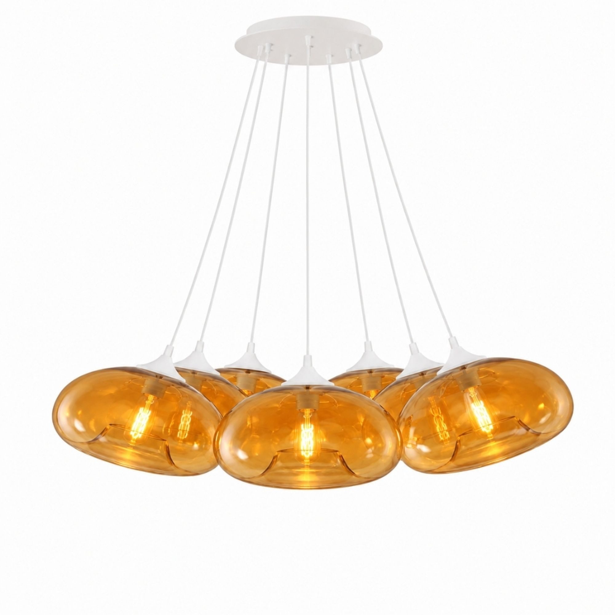 s.luce Pendelleuchte s.luce Cruet Glas-Pendelleuchte Cluster 7-flammig 7x28cm Amber