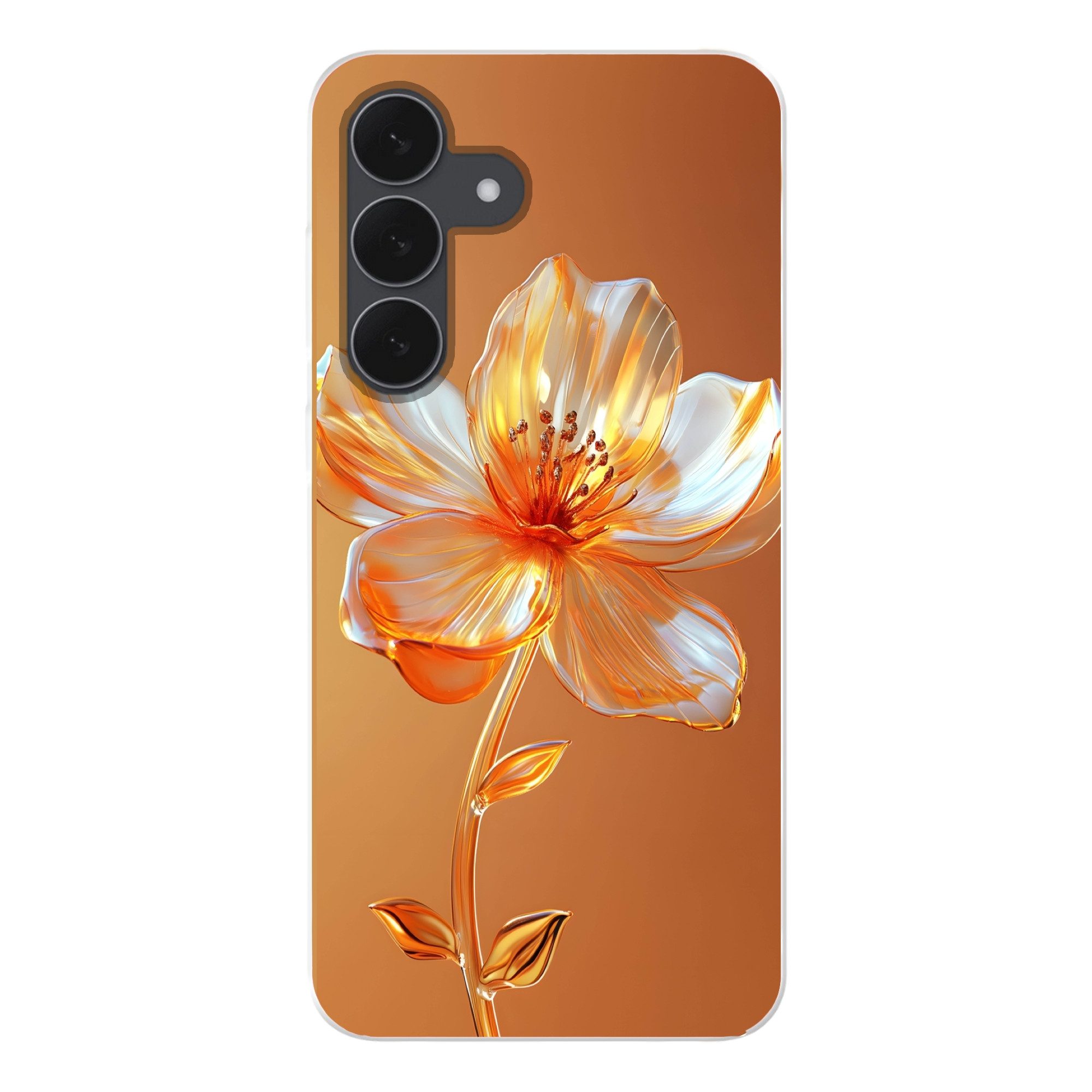 MuchoWow Handyhülle für Samsung Galaxy S25 FE Gläser - Blume - Orange, Smartphone-Bumper, Print, Handy Schutzhülle Dünn