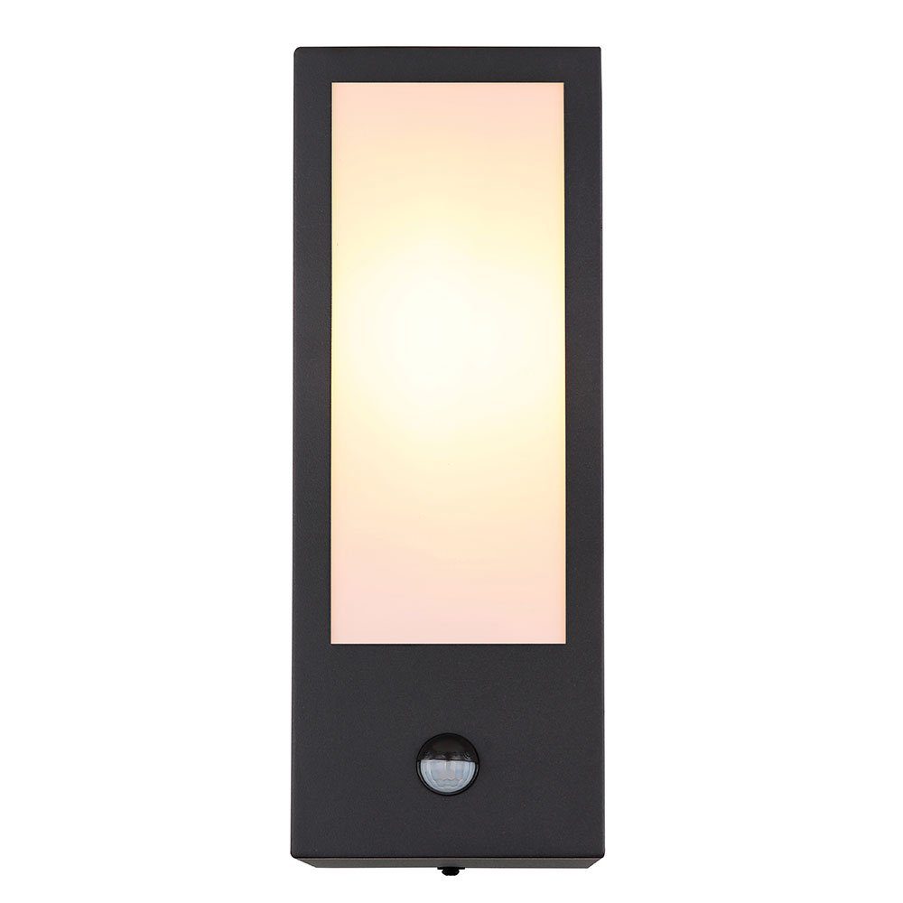 GLOBO LIGHTING LED Außen-Wandleuchte, Leuchtmittel inklusive, Warmweiß, LED Wandleuchte Außenlampe Hauswandleuchte Bewegungsmelder schwarz