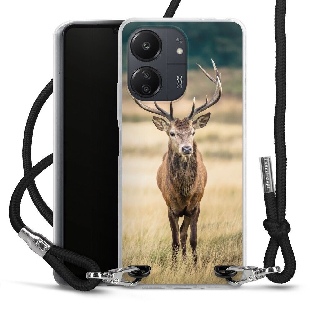 DeinDesign Handyhülle Hirsch Wald Wiese König des Waldes, Xiaomi Redmi 13C 5G Handykette Hülle mit Band Case zum Umhängen