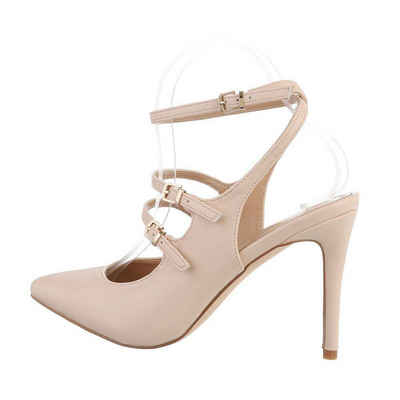 Ital-Design Damen Abendschuhe Elegant Pumps Pfennig-/Stilettoabsatz High Heel Pumps in Beige