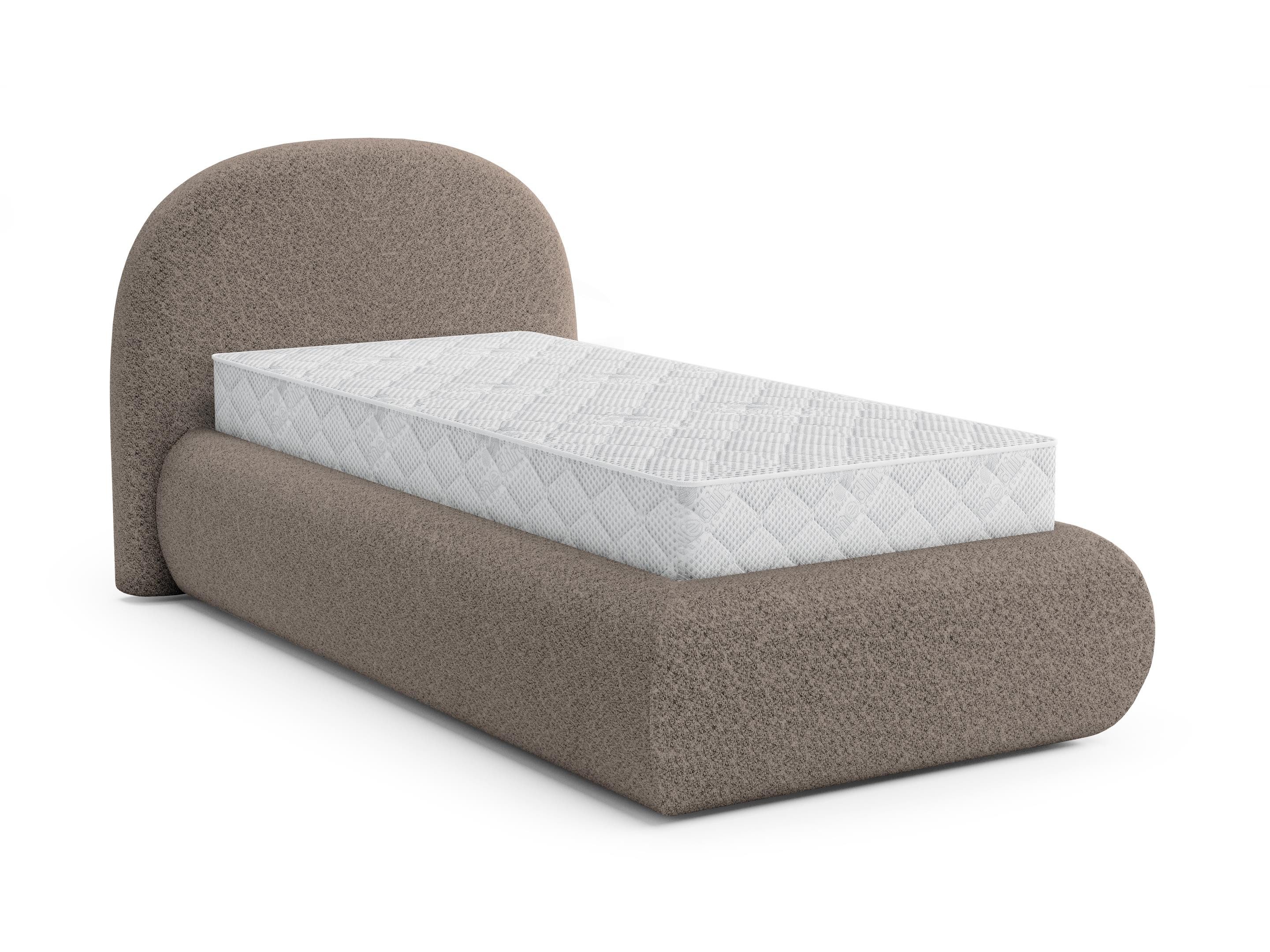 Beautysofa Polsterbett MOTTI 90x200 mit Bettkasten und gepolstertem Kopfteil (mehrere Farben, Bouclé-Stoff), wahlweise ohne Matratze oder mit Matratze – Bild 2 von 5