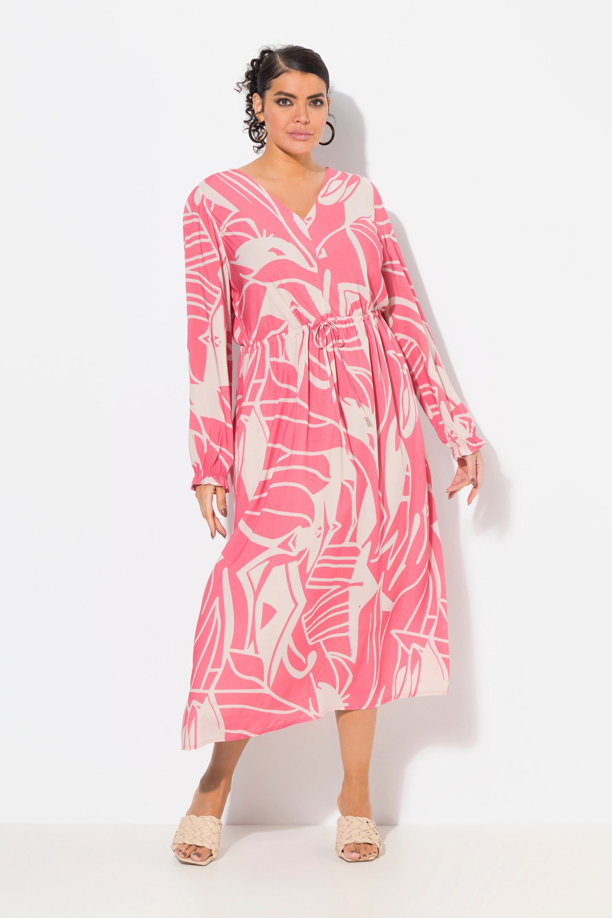 Ulla Popken Maxikleid Maxikleid A-Linie V-Ausschnitt günstig online kaufen