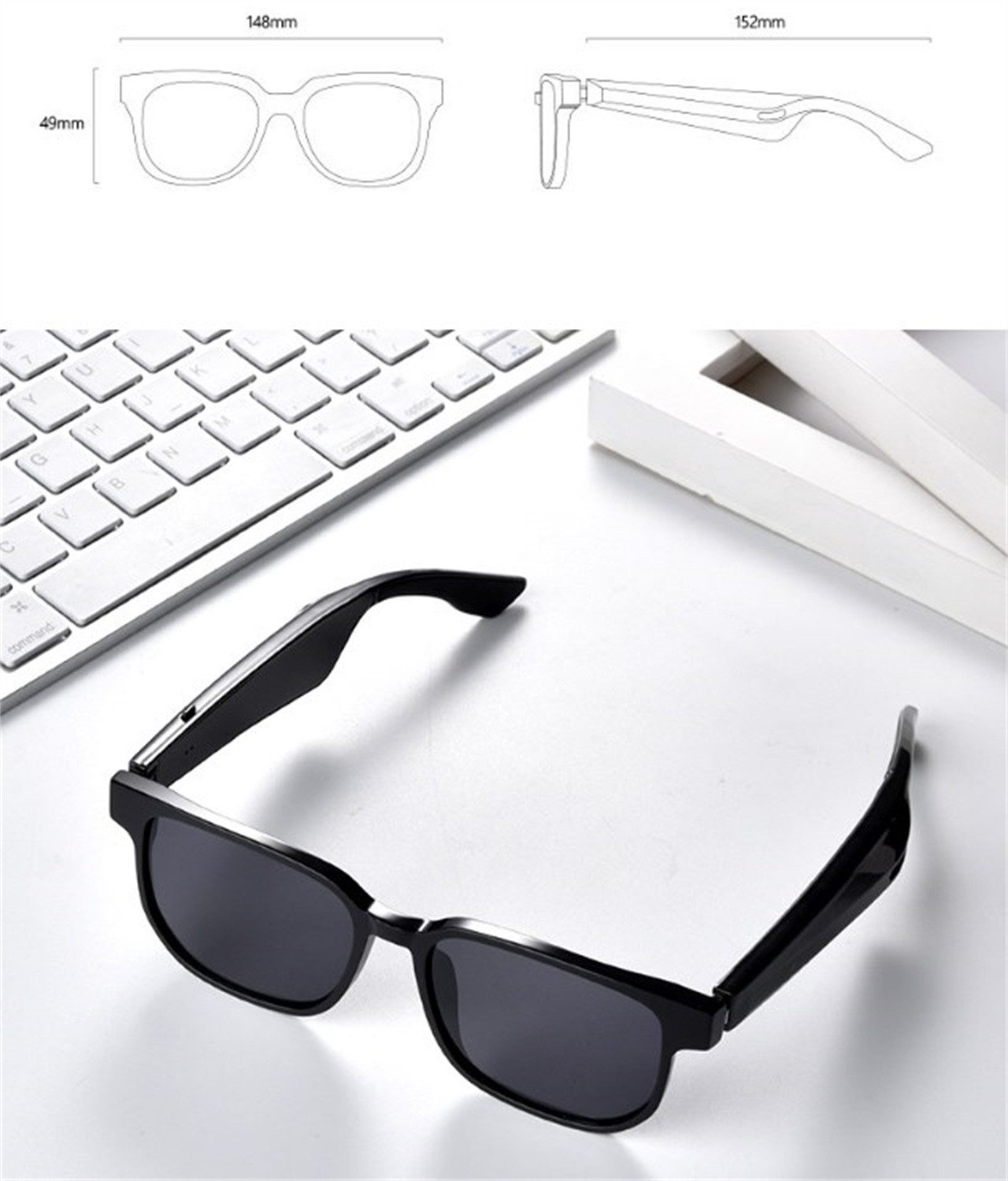 autolock Sonnenbrille Wireless Smart Sonnenbrille, Musik und Telefonanruf Voice Speaker Sonnenbrille,UV-Schutz polarisierte Sonnenbrille für Männer Frauen