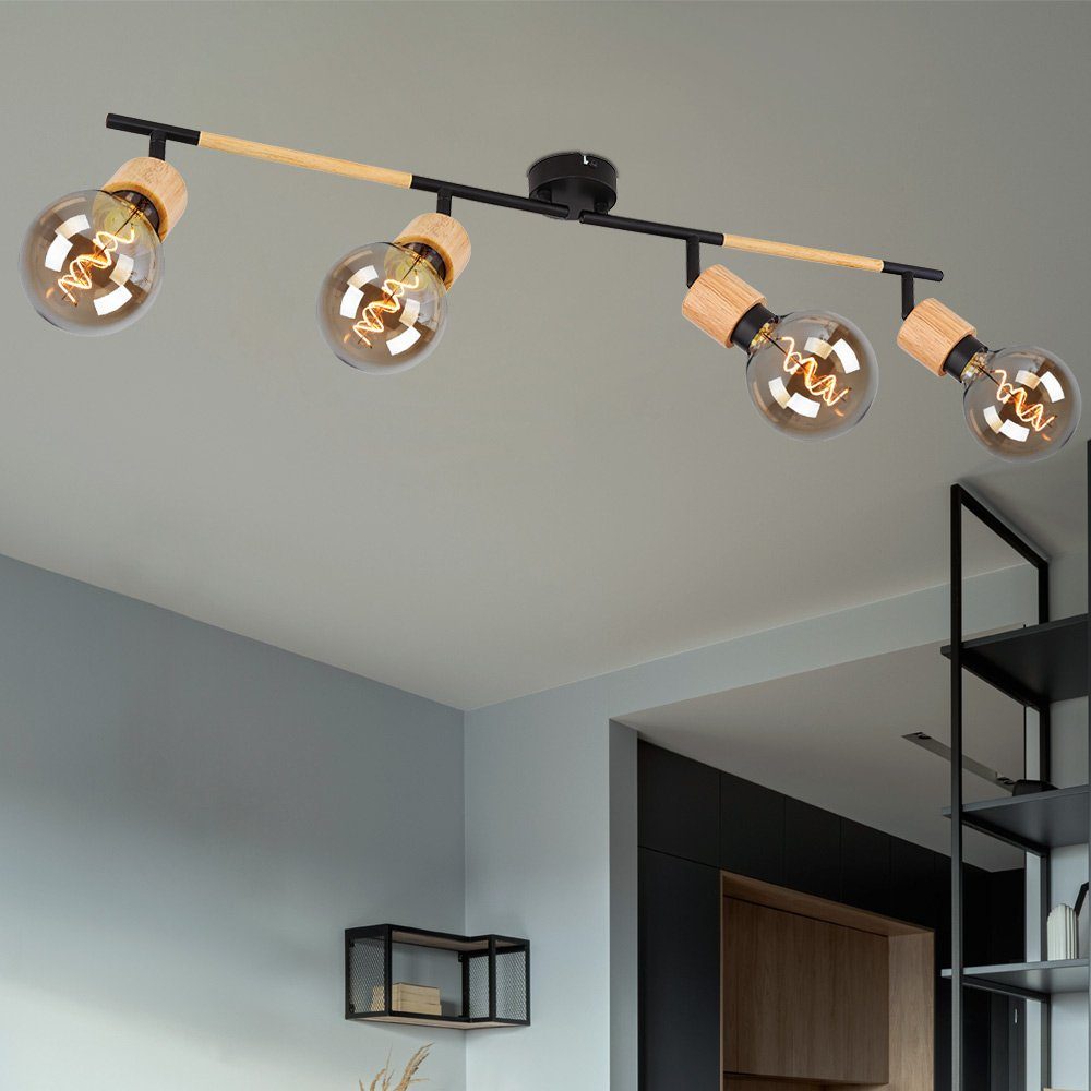 etc-shop LED Deckenspot, Leuchtmittel nicht inklusive, Spotstrahler Deckenlampe Esszimmerleuchte beweglich Holz natur