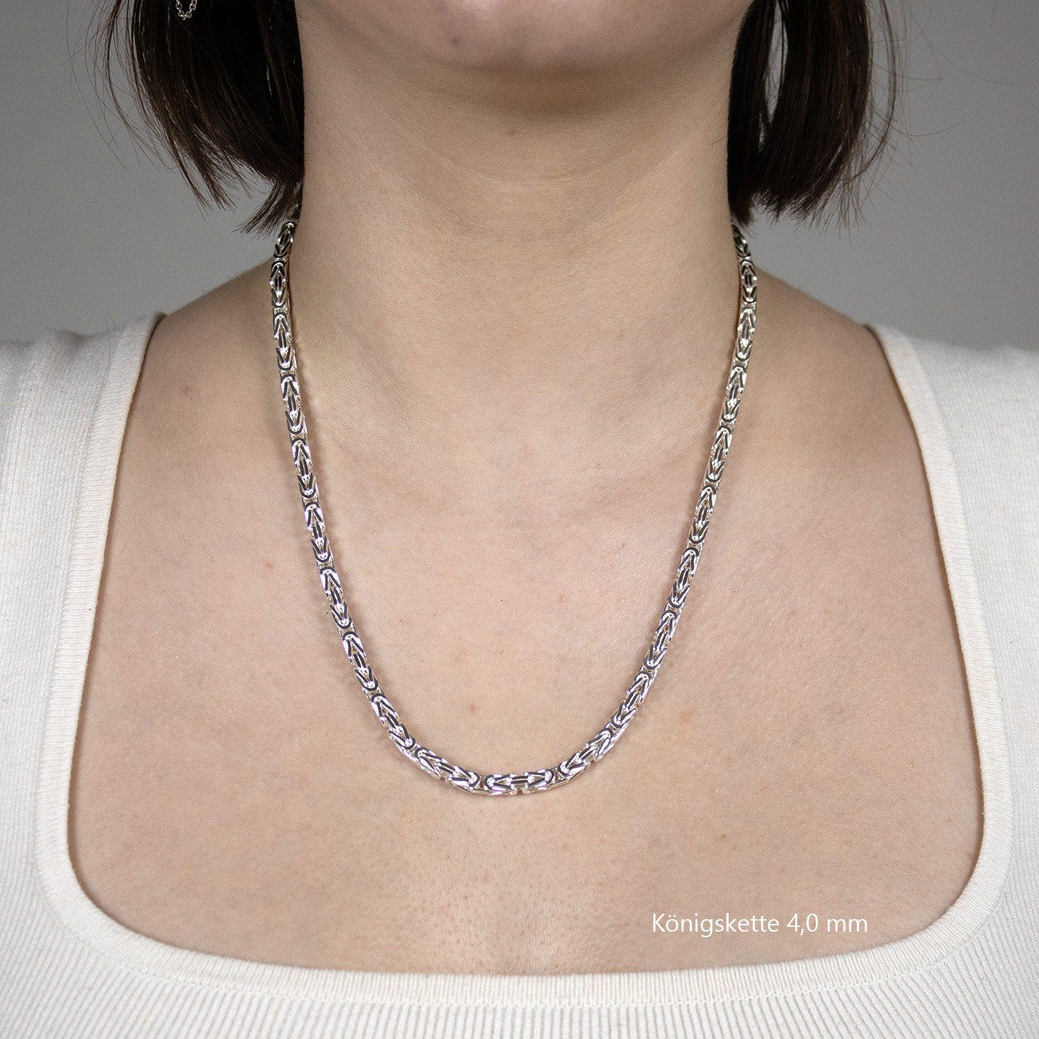 HOPLO Königskette Silberkette Königskette Länge 23cm - Breite 4,0mm - 925 Silber, Made in Germany