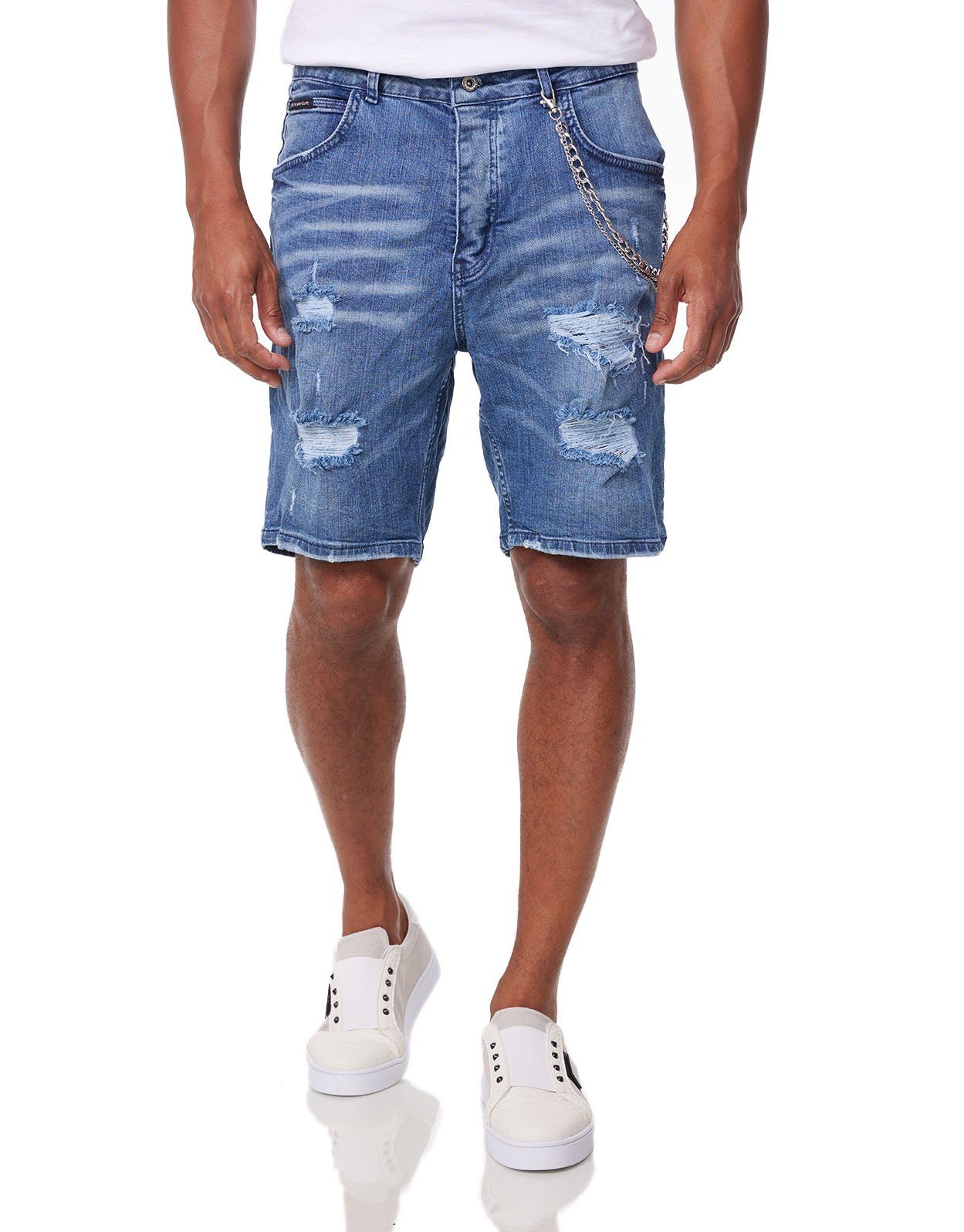 Denim House Jeansbermudas Herren Jeansshorts im Destroyed Look
