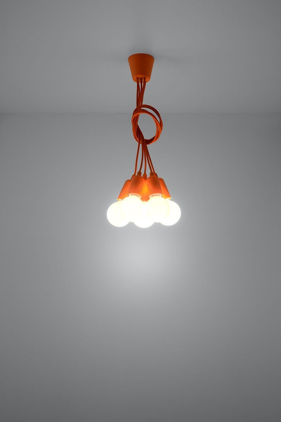 Leuchtmittel, E27 NESSA, Licht-Erlebnisse Orange Hängelampe 90cm 5-flammig Jugendzimmer bis ohne Pendelleuchte Wohnzimmer