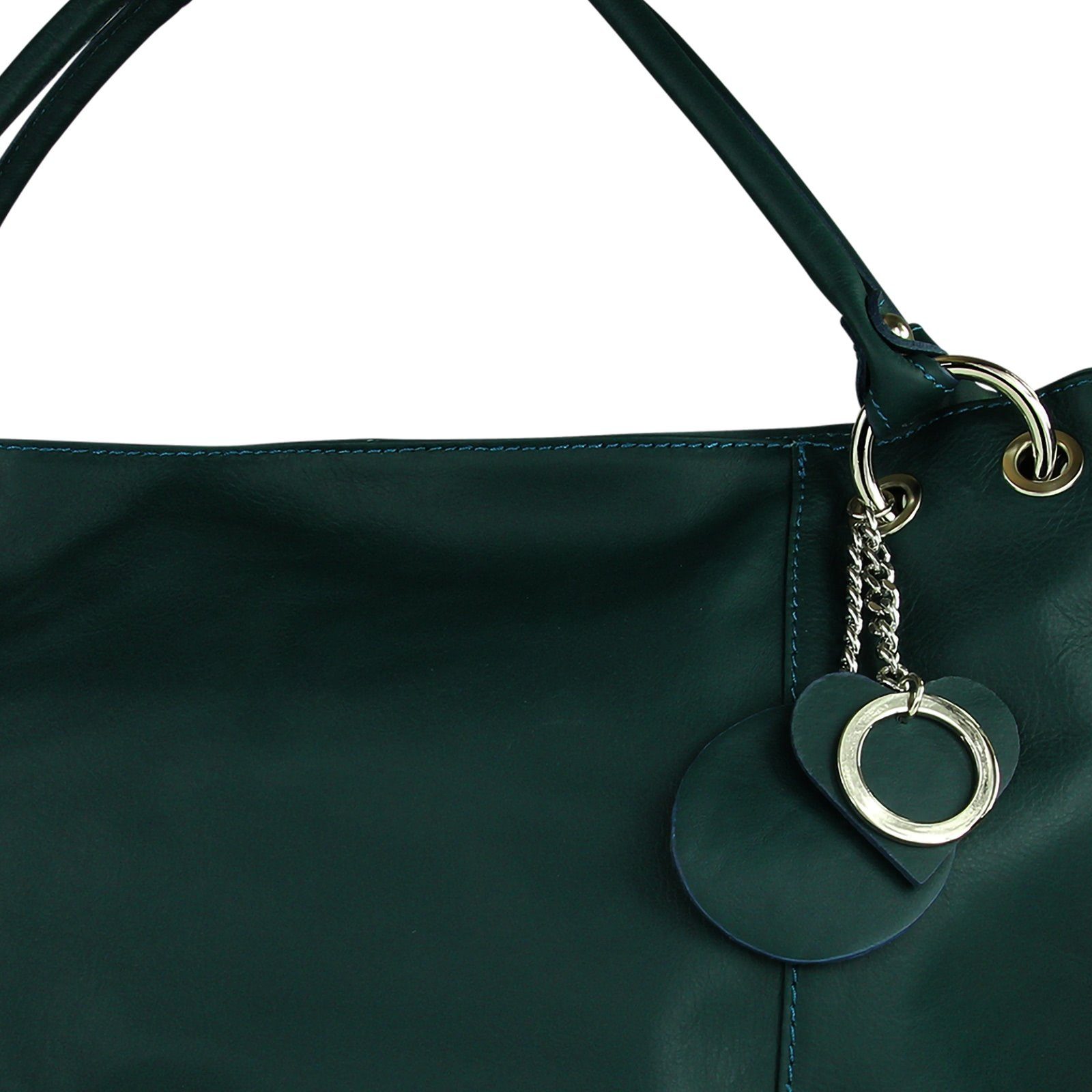 Toscanto Schultertasche Toscanto Damen Schultertasche (Schultertasche), Damen Leder Schultertasche, Henkeltasche, türkis ca. 42cm