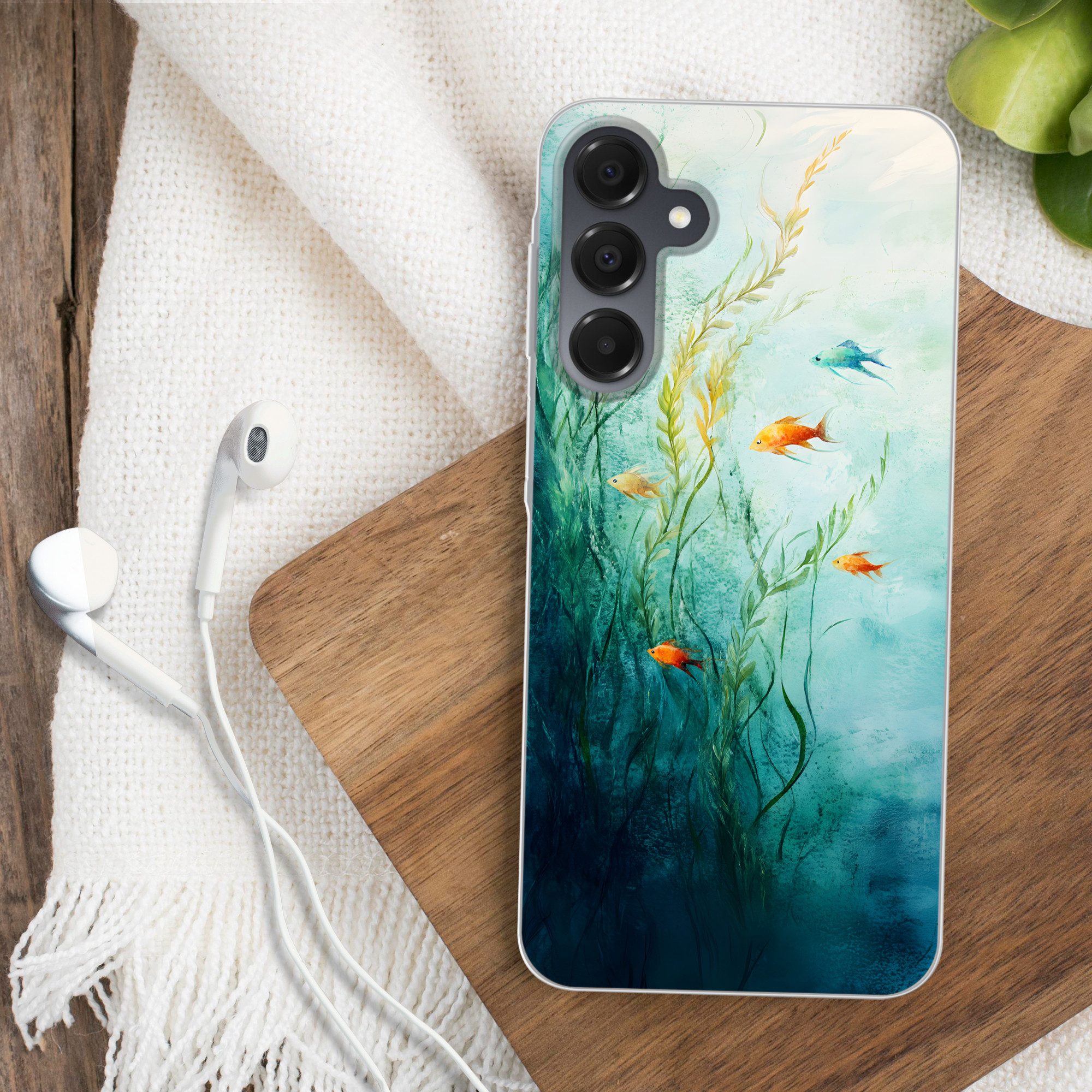 MuchoWow Handyhülle für Samsung Galaxy A16 5G Wasserpflanzen - Fische - Farbenfroh - Wasse, Phone Case, Silikon, Schutzhülle Dünn