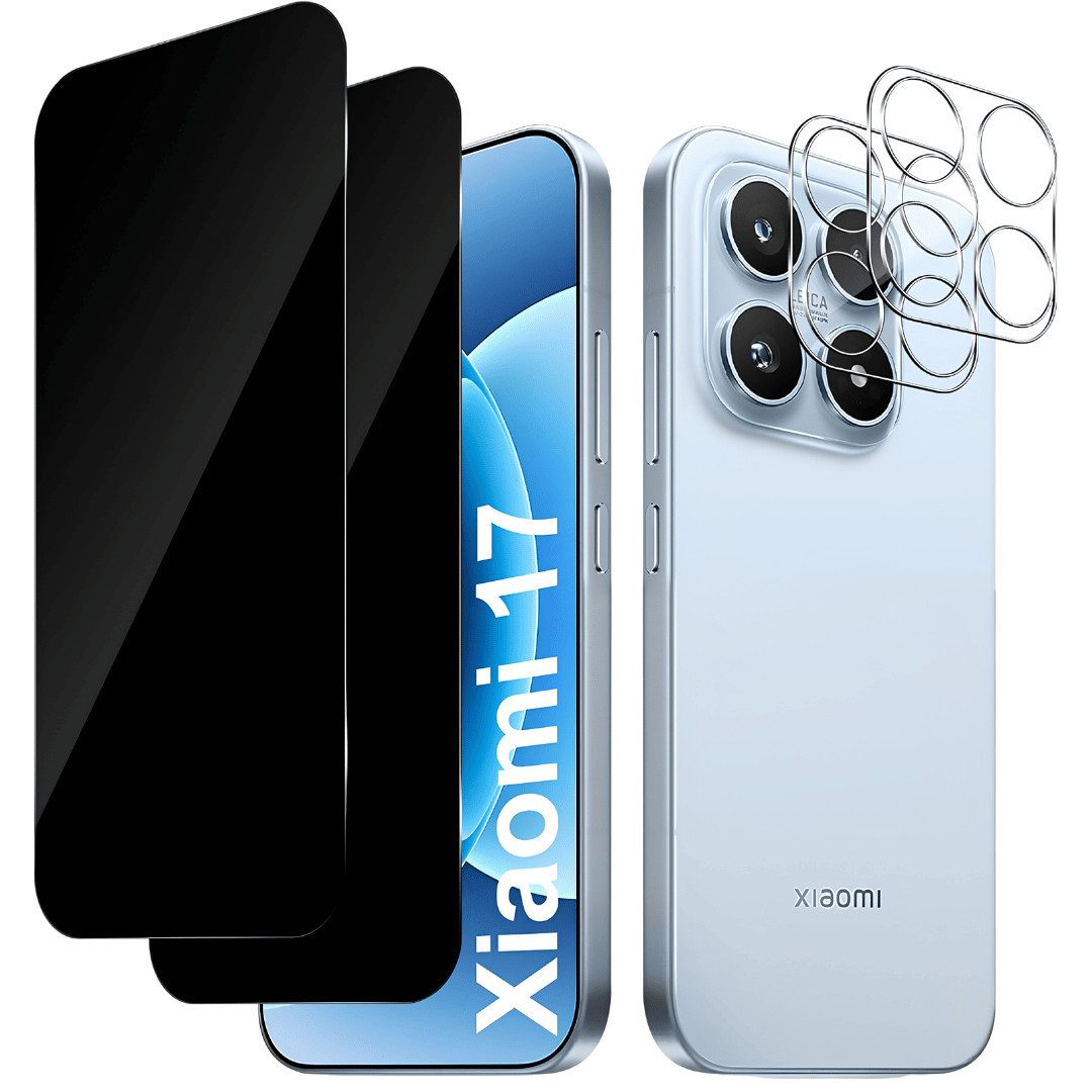 SmartUP Displayschutzglas 2X Schutzglas für Xiaomi 17 Blickschutz Display Kamera Full Screen 9H für Xiaomi 17, 4 Stück, Anti-Spy, Blickschutz, Privacy