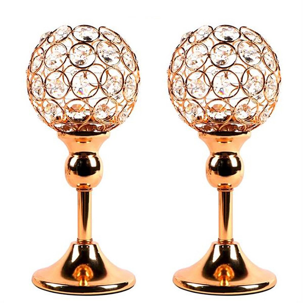 KAHOO Kerzenständer Goldener Kristall Kerzenhalter (2 günstig online kaufen