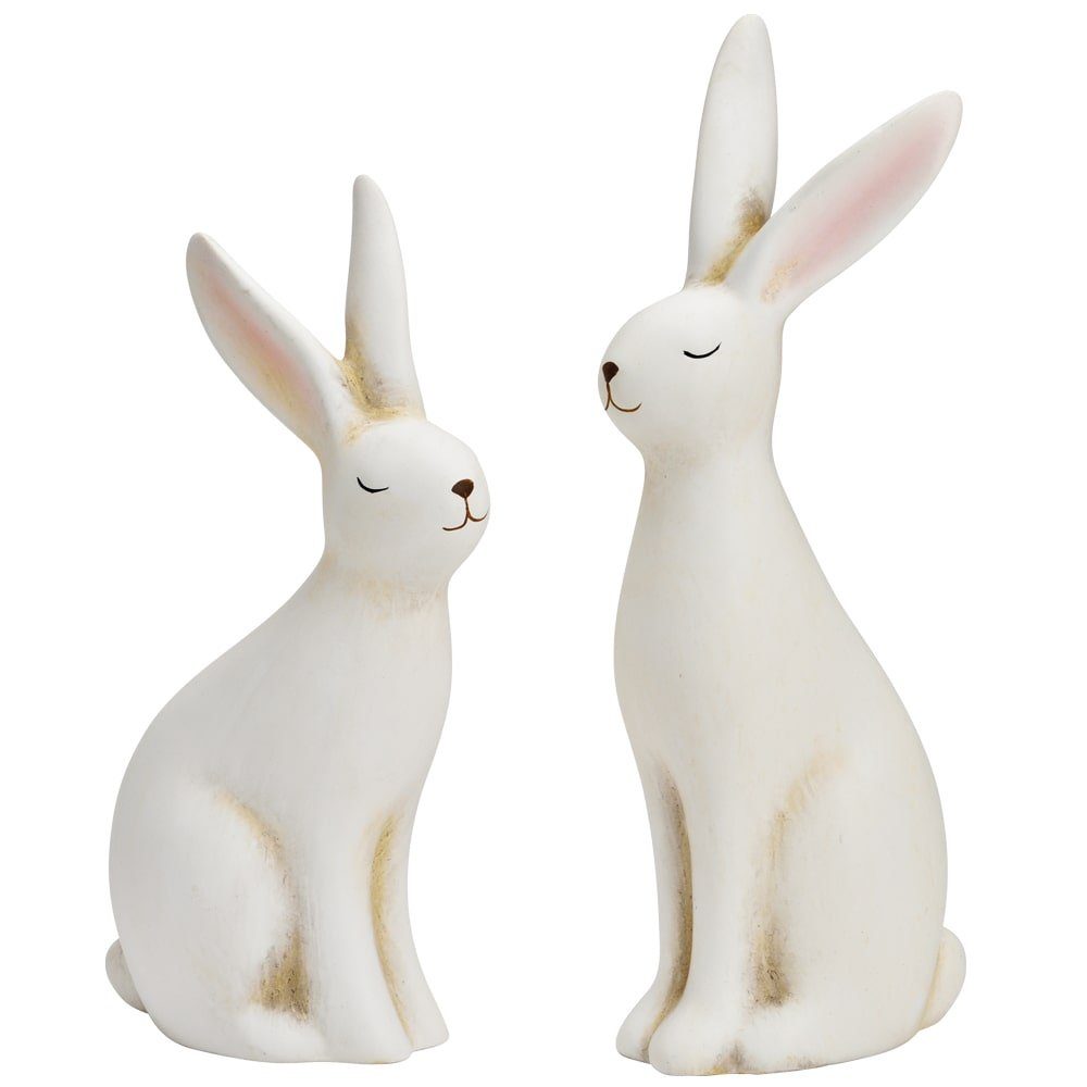 matches21 HOME & HOBBY Dekofigur Osterhasen Hasenfigur Osterdeko Dekohase weiß 2er 24 cm (2 St)