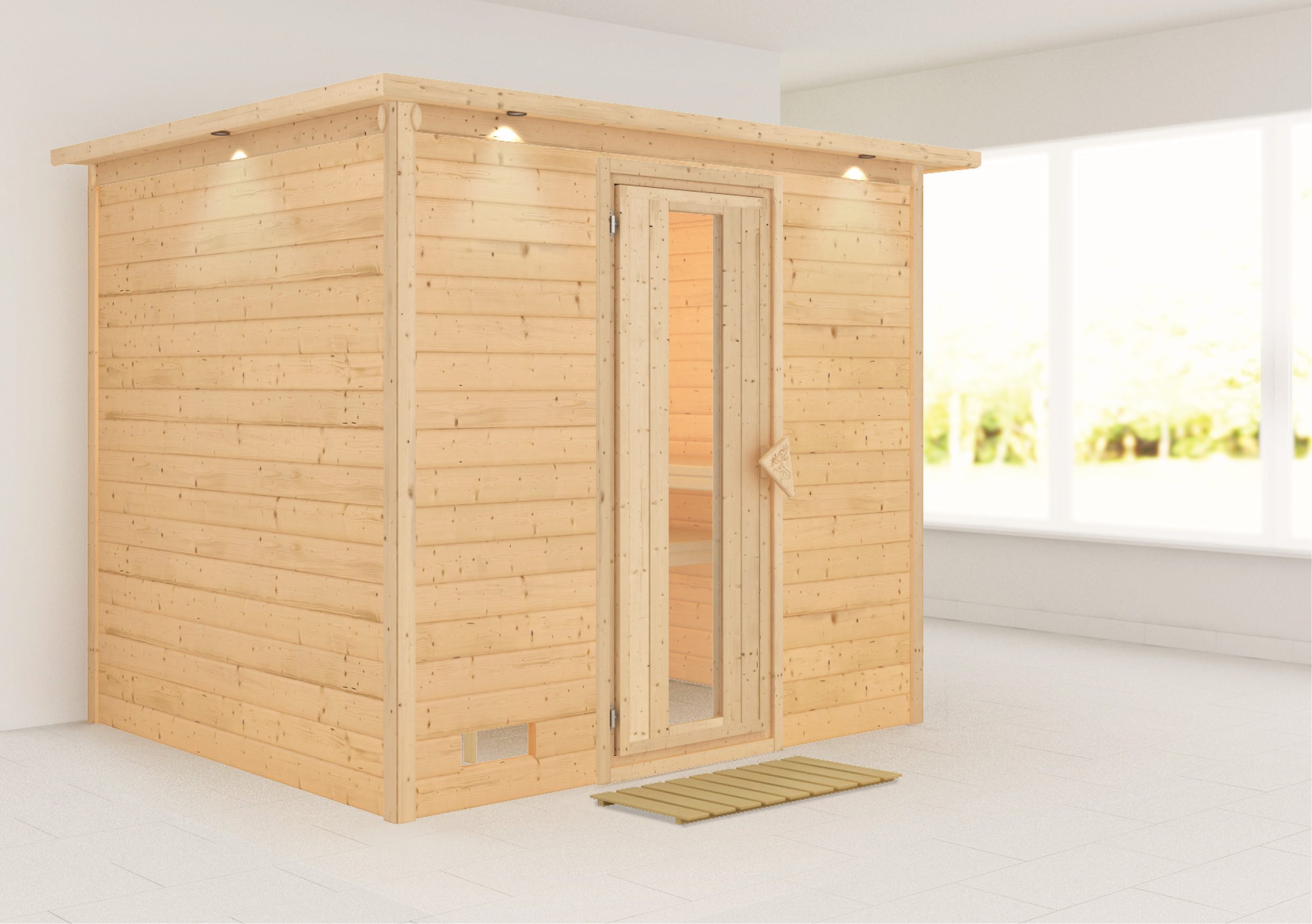 Karibu Sauna Soraja, BxTxH: 259 x 210 x 205 cm, 40 mm, (Set) ohne Ofen