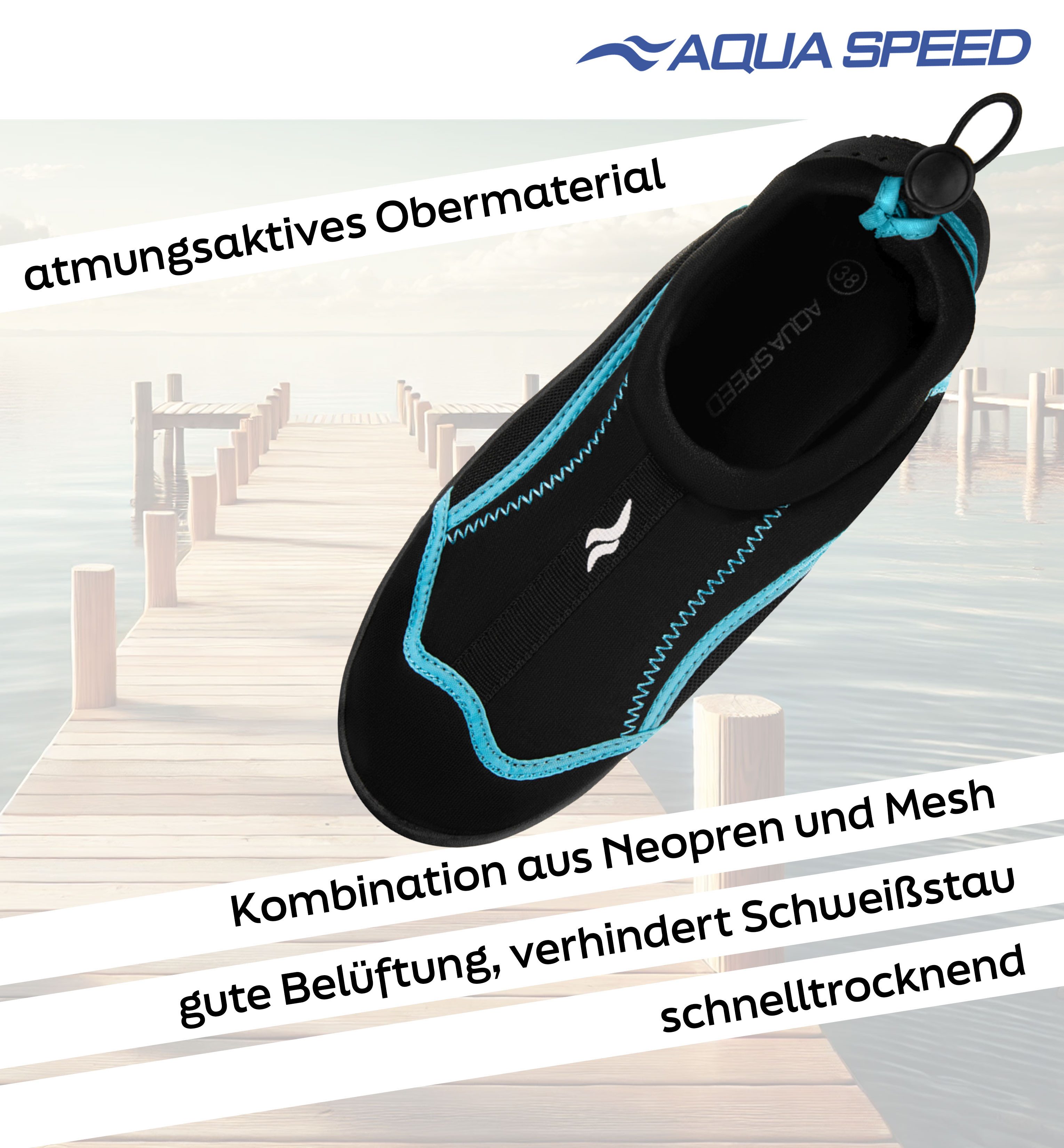 Aqua Speed Bade- & Strandschuhe Kinder Gr. 37 – Leicht & trittsicher Wasserschuh (Sommerliches Schuh-Set – Kindergröße 37, rutschfest & bunt) Sicher & farbenfroh – Kinder-Set für Spiel, Spaß & Wasser
