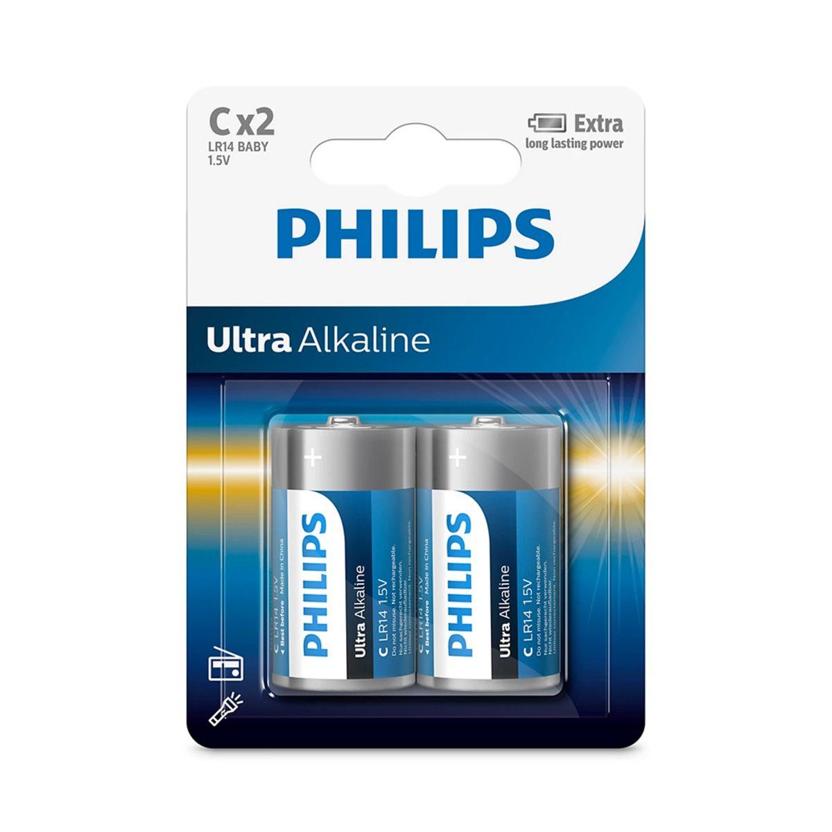 Philips Philips Alkaline-Batterie C / R14 Ultra 2 Stück Phil-LR14E2B/10 Verlängerungskabel