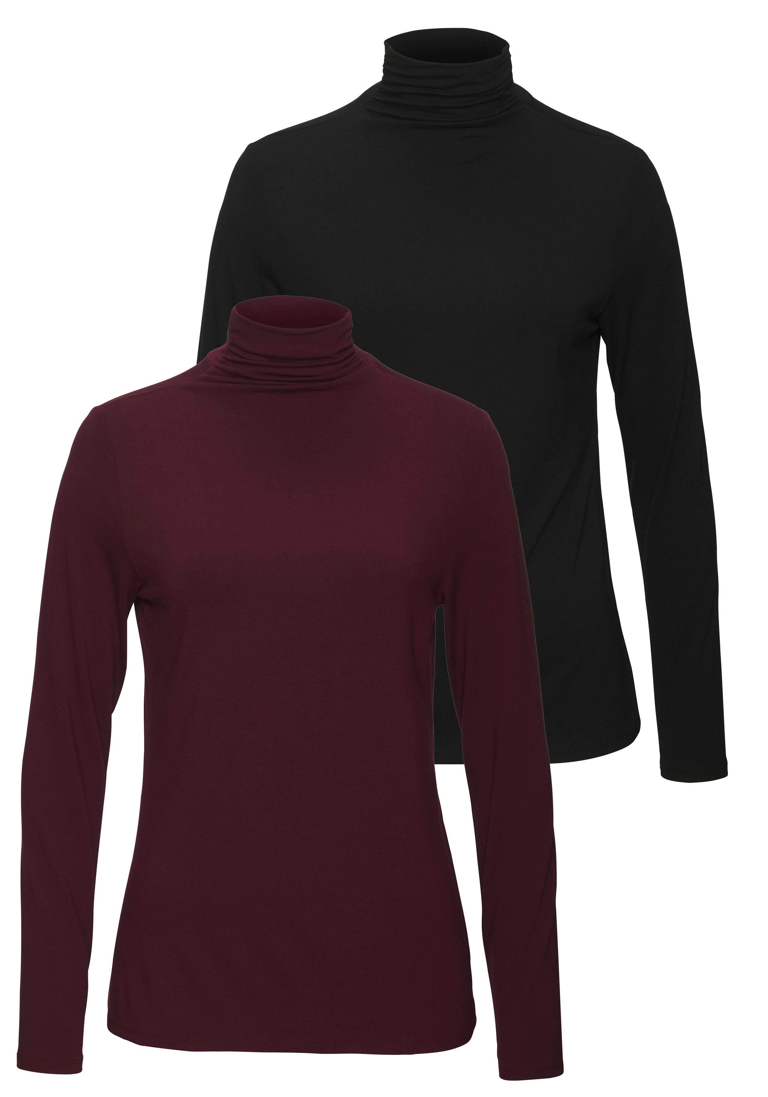 LASCANA Stehkragenshirt aus weichem Viskose-Stretch (2er-Pack)