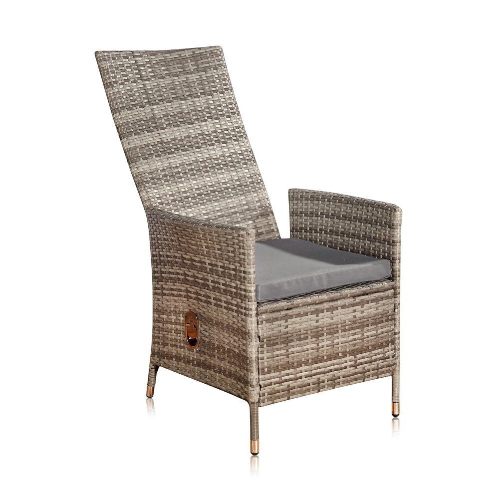 Melko Gartensessel Relaxsessel Gartenmöbel Sitzmöbel Grau Polyrattan Balkon Terrasse (Stück)