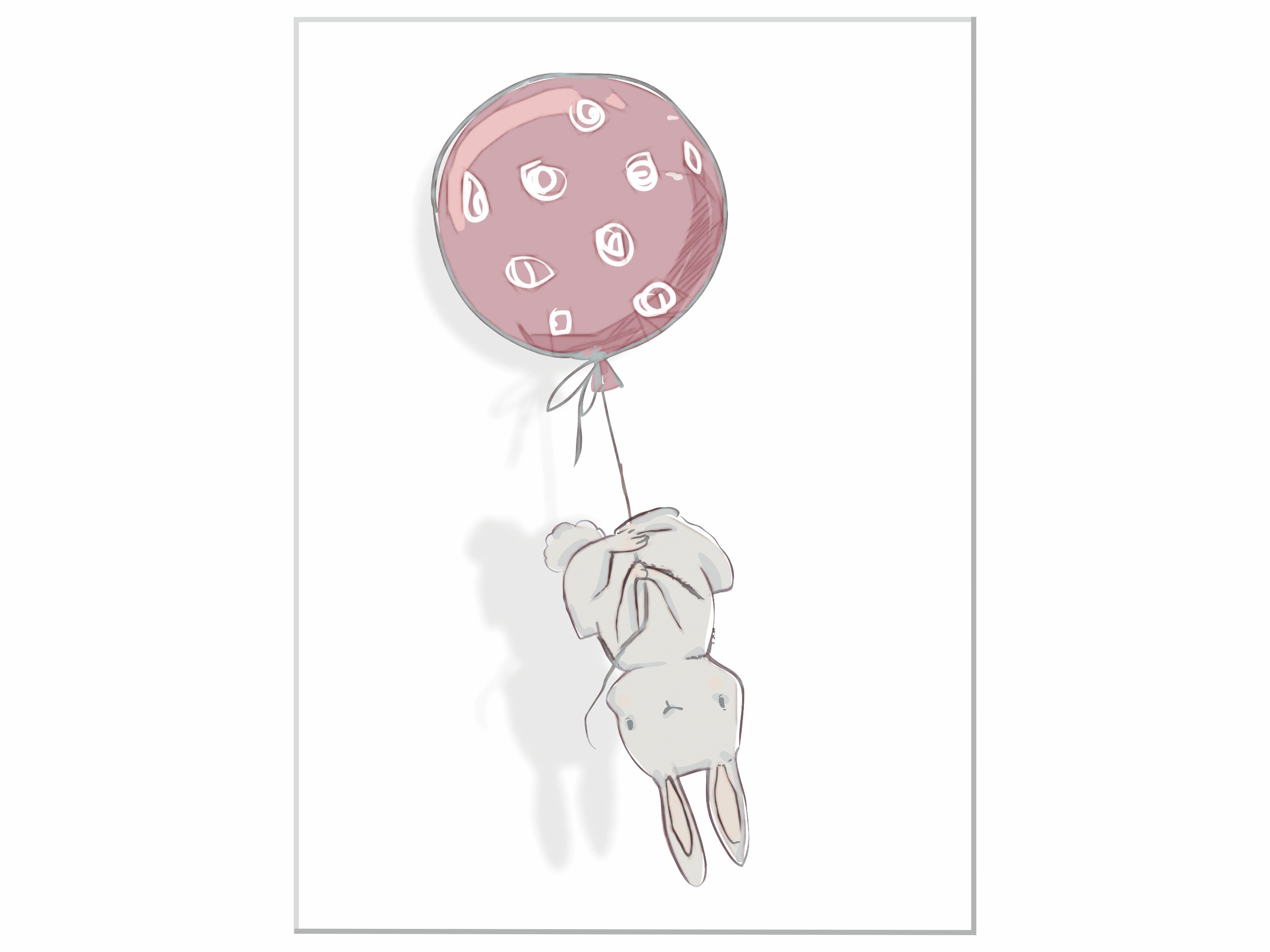 STIKKIPIX Wandbild WBSK03, Hasen, Hasenherz mit Luftballon Wandbild für Ihr Kinderzimmer