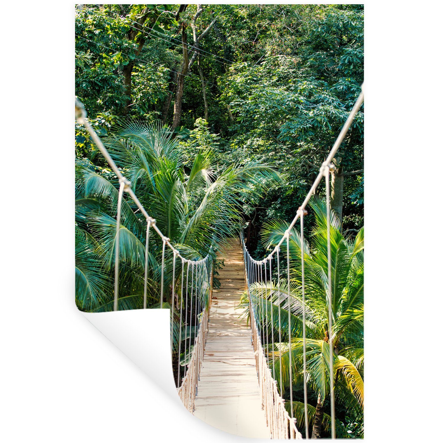 MuchoWow Wandsticker Dschungel - Palme - Brücke - Natur - Pflanzen (1 St), Wandaufkleber, Selbstklebend, Wohnzimmer, 20x30 cm