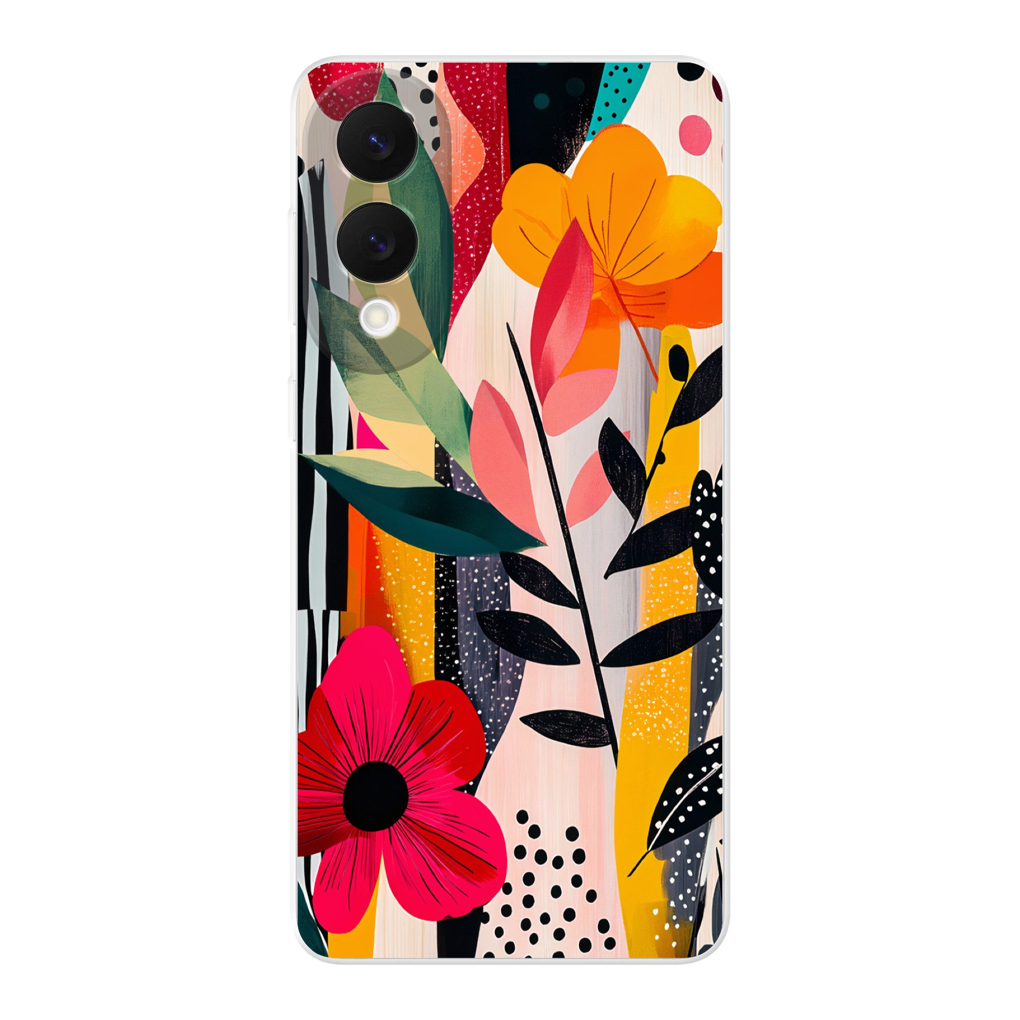 MuchoWow Handyhülle für Samsung Galaxy S25 Edge Blumen - Blätter - Abstrakt - Farbenfroh, Phone Case, Silikon, Schutzhülle Dünn
