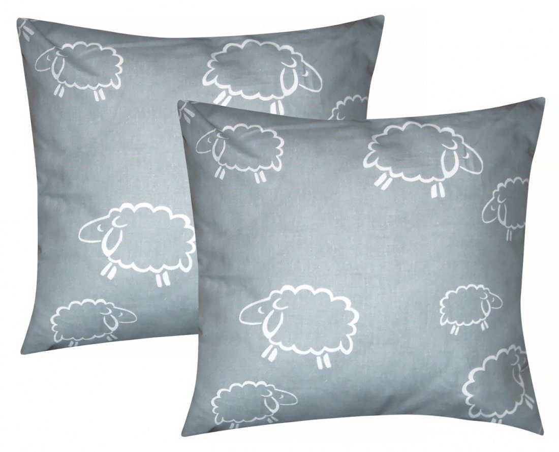 Heubergshop Kissenbezüge, (2 Stück), 2er Set 40x40cm Schafe Grau Weiß Kisse günstig online kaufen