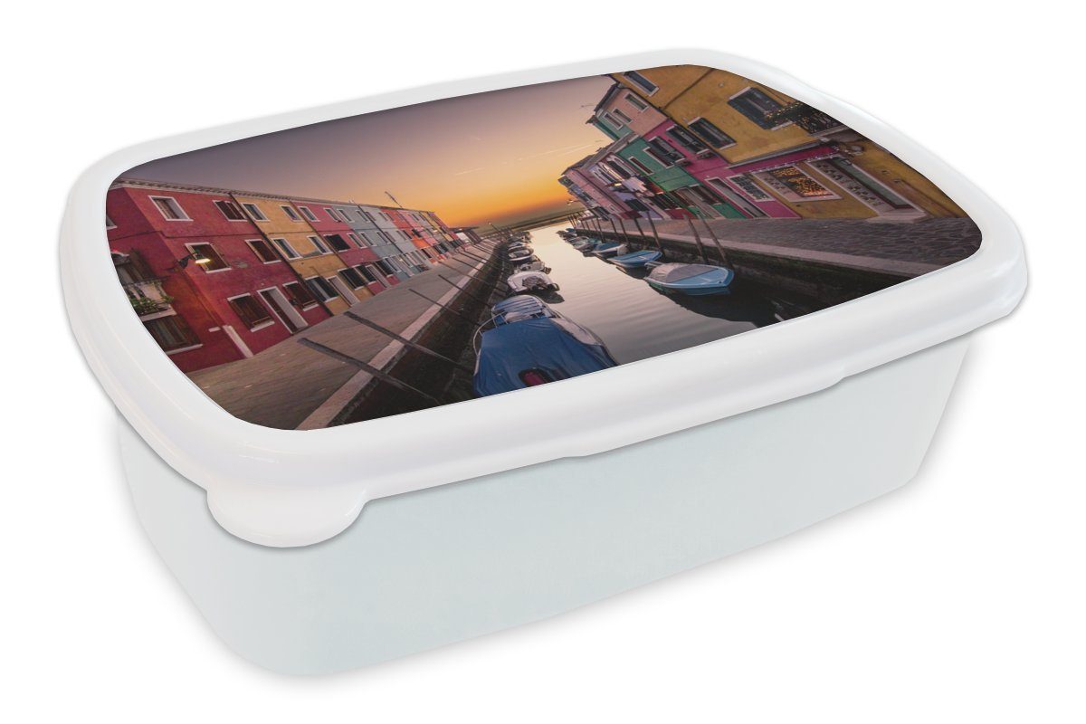 und Lunchbox Kinder MuchoWow - weiß - Jungs Haus für Brotdose, (2-tlg), und Kunststoff, für Italien Erwachsene, Mädchen Wasser, Brotbox