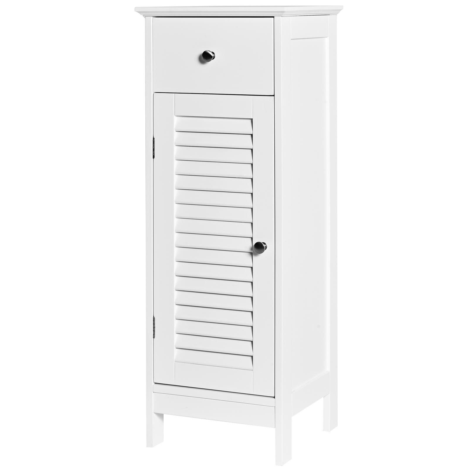 KOMFOTTEU Midischrank Badzimmerschrank mit Schublade,mit Lamellentür & verstellbarem Regal
