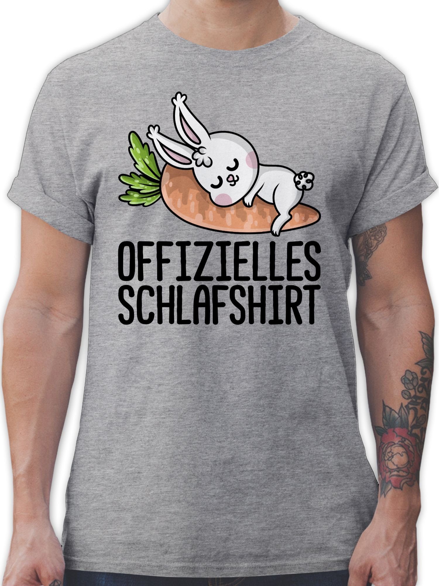 Shirtracer T-Shirt Offizielles Schlafshirt mit Hase schwarz Sprüche Statement 03 Grau meliert