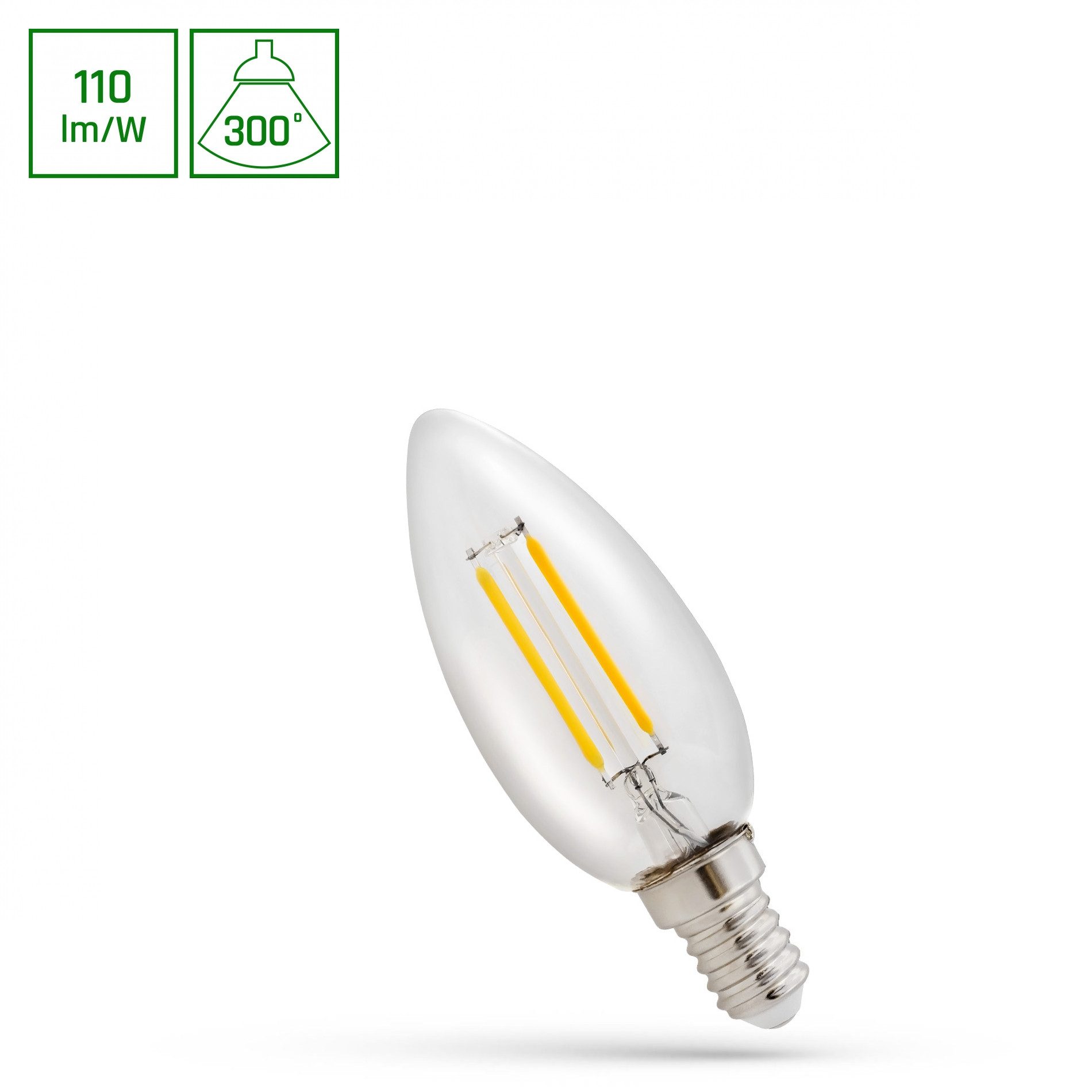 Spectrum LED-Leuchtmittel LED E14 C35 Filament klar 1W Kerzenform 300° 110l günstig online kaufen