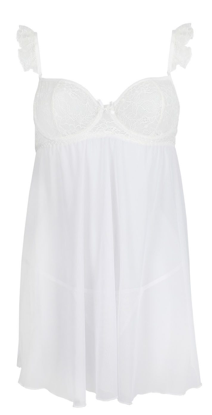 Avanua Negligé mit Spitze & zartem Mesh, Chemise Nachtkleid