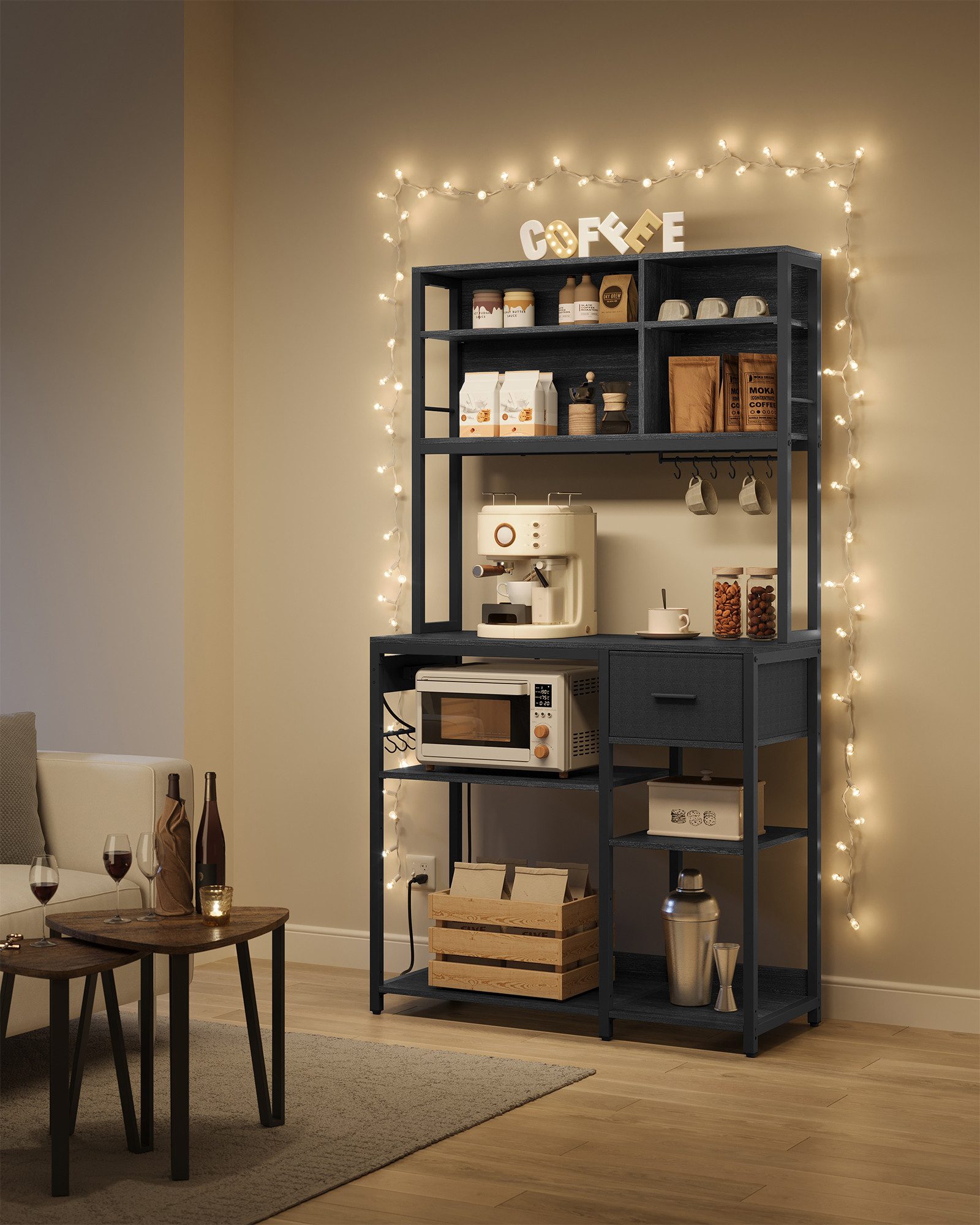 VASAGLE Standregal, Küchenregal mit Steckdosen, verstellbaren Ablagen günstig online kaufen