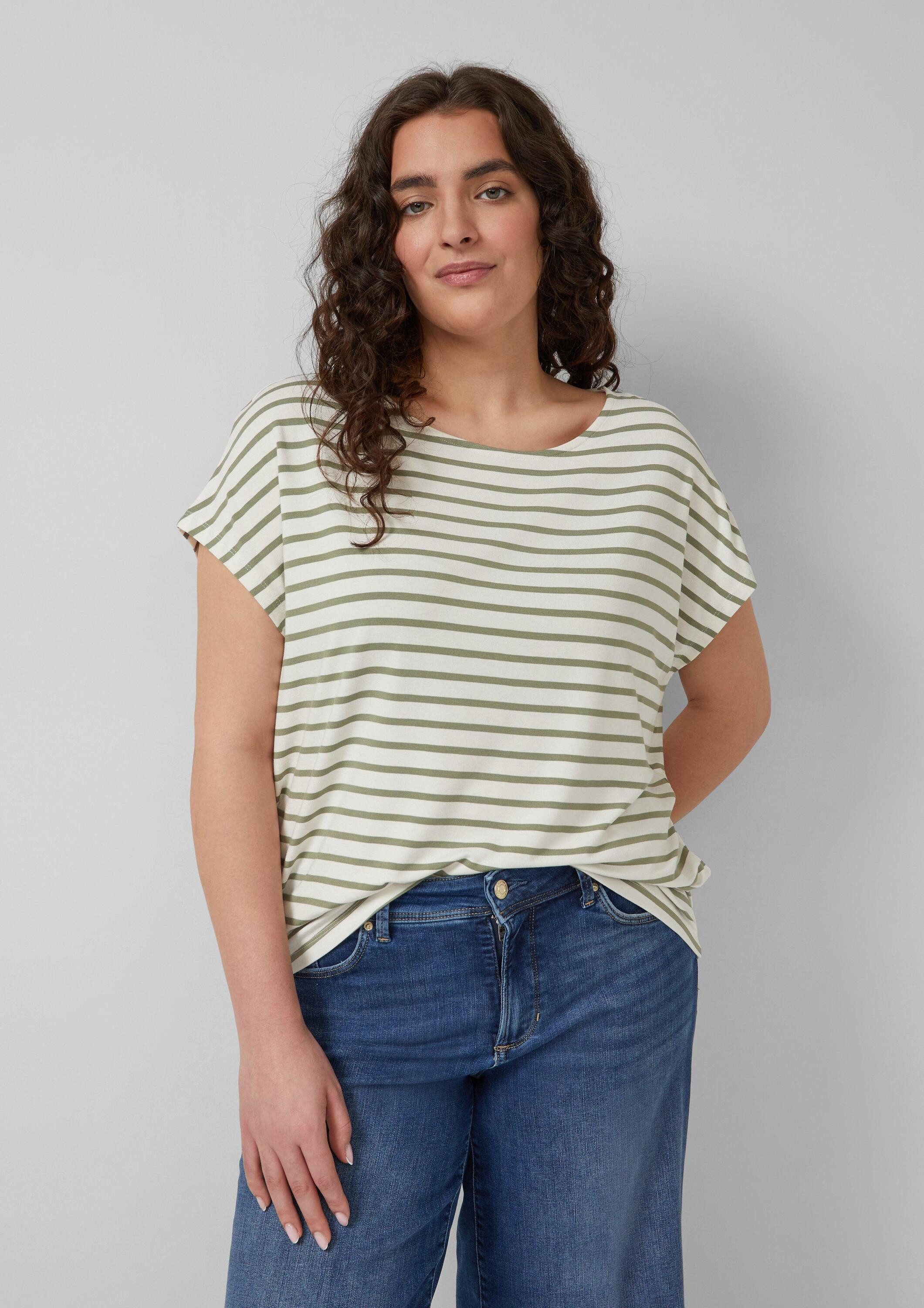 s.Oliver Kurzarmshirt T-Shirt Fließendes Jersey-Shirt mit überschnittenen S günstig online kaufen