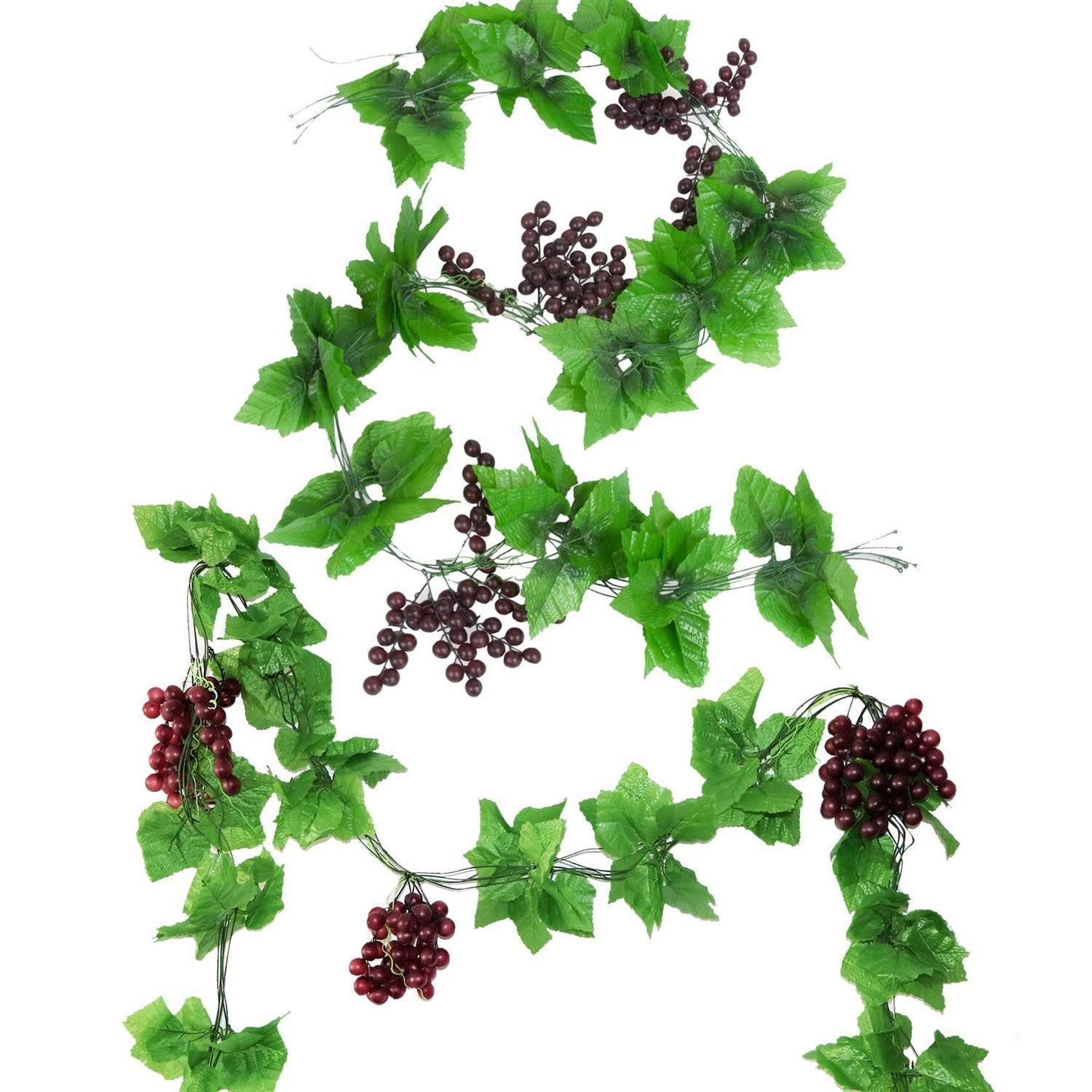 Kunstranke Künstliche Weinrebe 10er Pack 2.4m Naturgetreu, LuxusKollektion, Höhe 1.5 cm