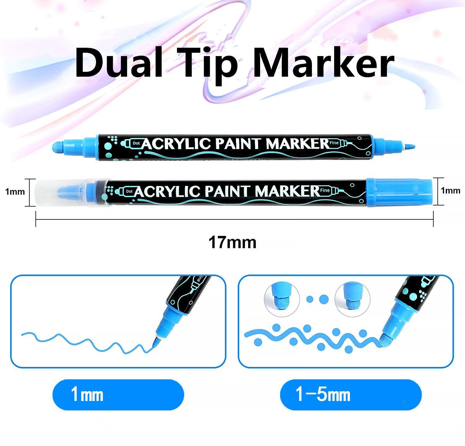 Thumbnail - XDeer Lackmarker Acrylstifte für Steine,Farben Wasserfest Dual Tip Marker Stifte für, Papier,Leinwand, Glas, Holz - Idea...