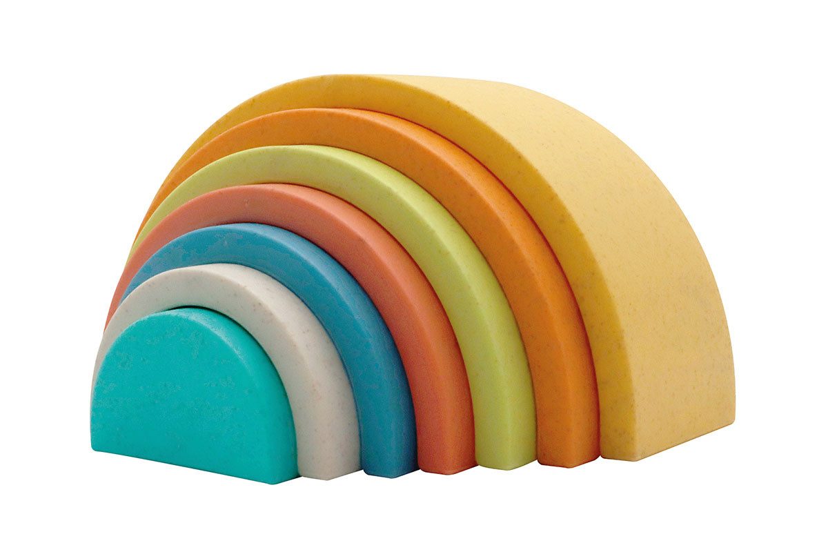 Forchtenberger Puzzle & Spiele Bio Spielbausteine, (Regenbogen Stapler, 7 St)