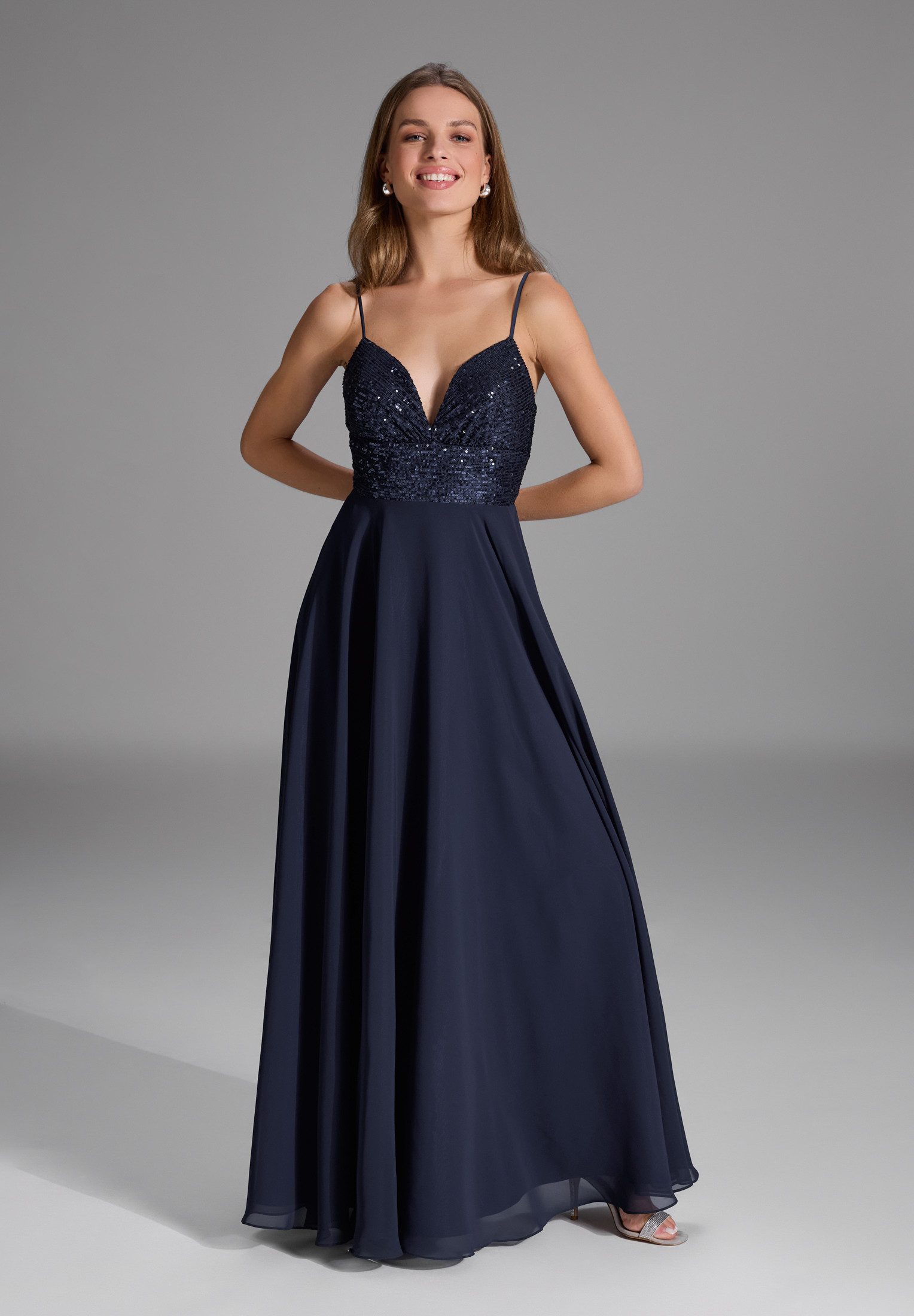 SWING Abendkleid - Abendkleid mit Schnür-Oberteil aus Paillette A-Linie