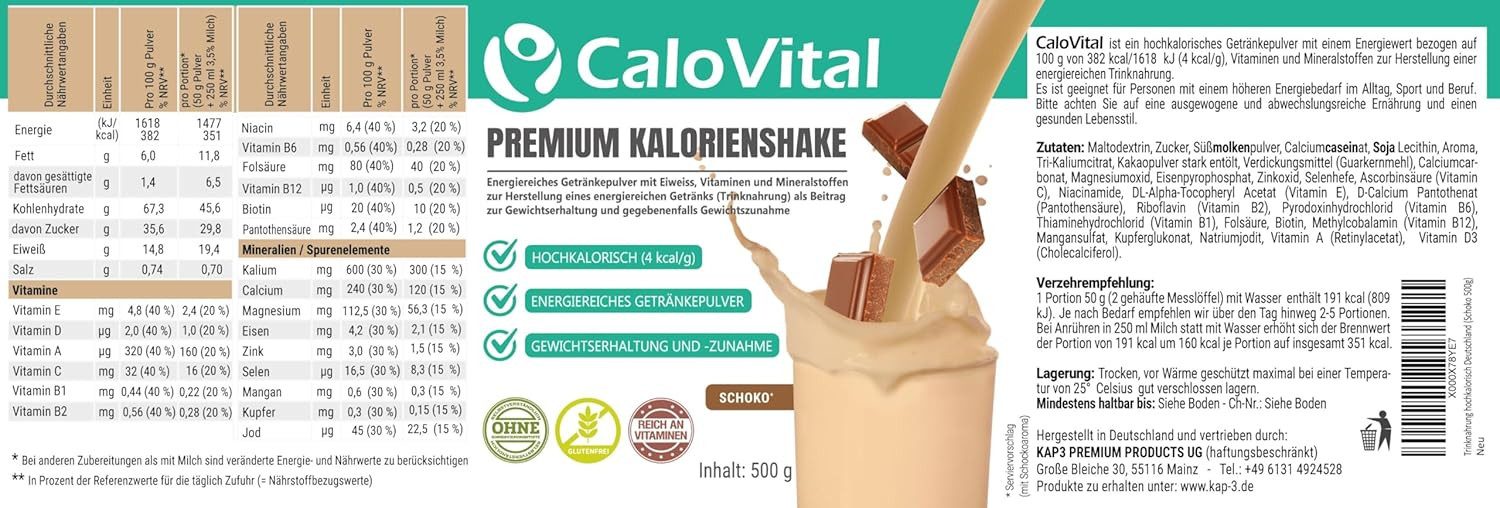 CaloVital Zunehmen hochkalorische Trinknahrung Gewichtszunahme CaloVital 500g Pulver, 1 St.