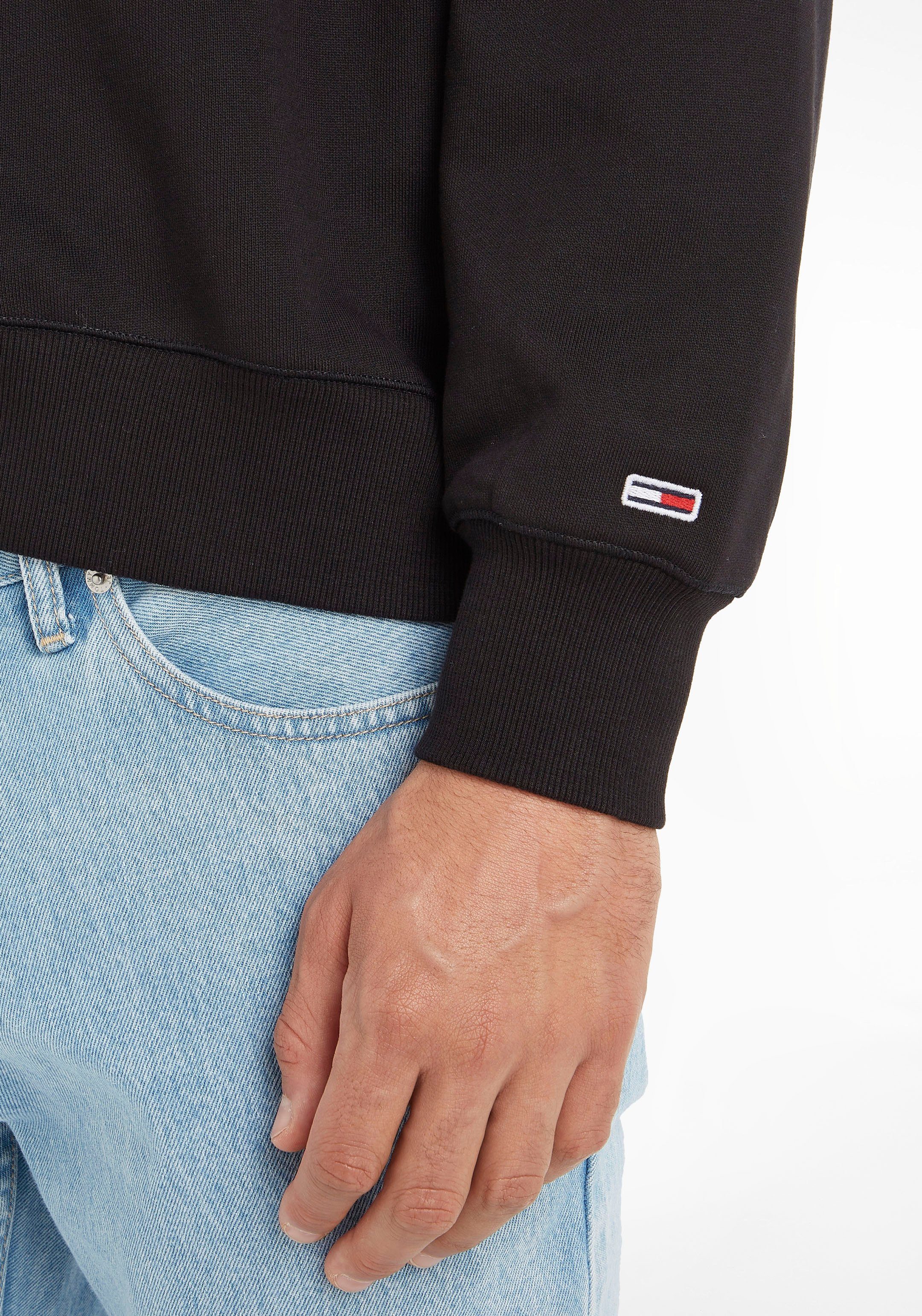 großflächiger Sweatshirt Black CREW Tommy BOXY Logostickerei mit MODERN TJM SPORT Jeans USA