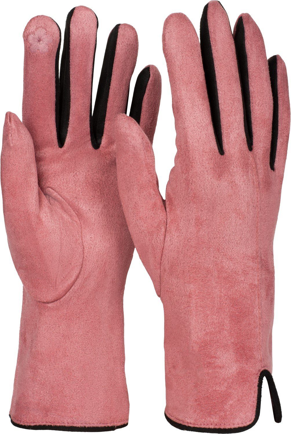 Fleecehandschuhe Touchscreen Kontrast styleBREAKER Handschuhe Rose