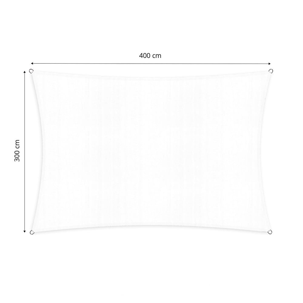 Lumaland Sonnensegel Rechteck 3 x 4 Meter, Wetterbeständig, 100% HDPE mit Stabilisator für UV Schutz
