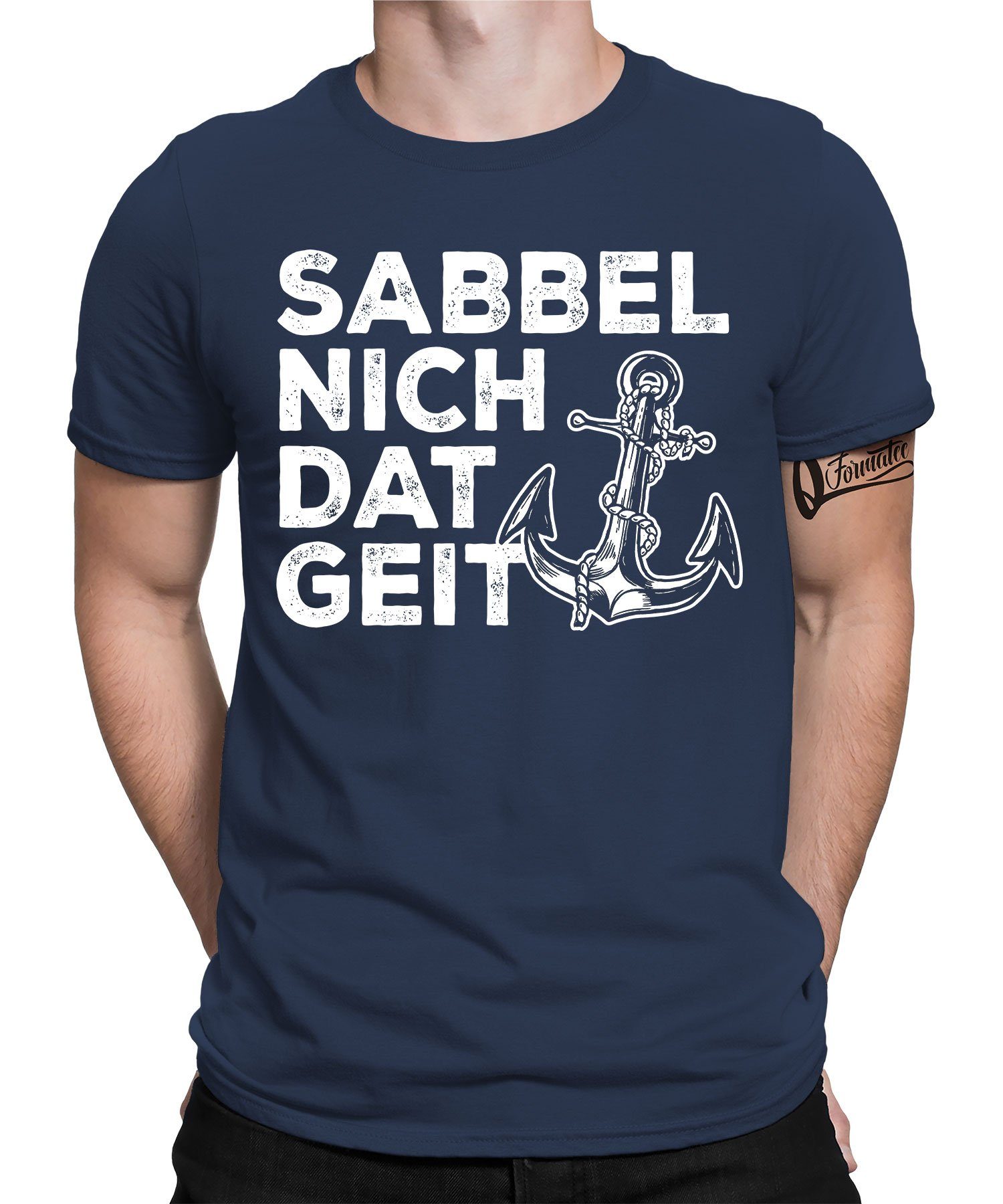 Quattro Formatee Kurzarmshirt Moin Anker Sabbel nich dat geit - Hamburg Hafen Herren T-Shirt (1-tlg) Navy Blau