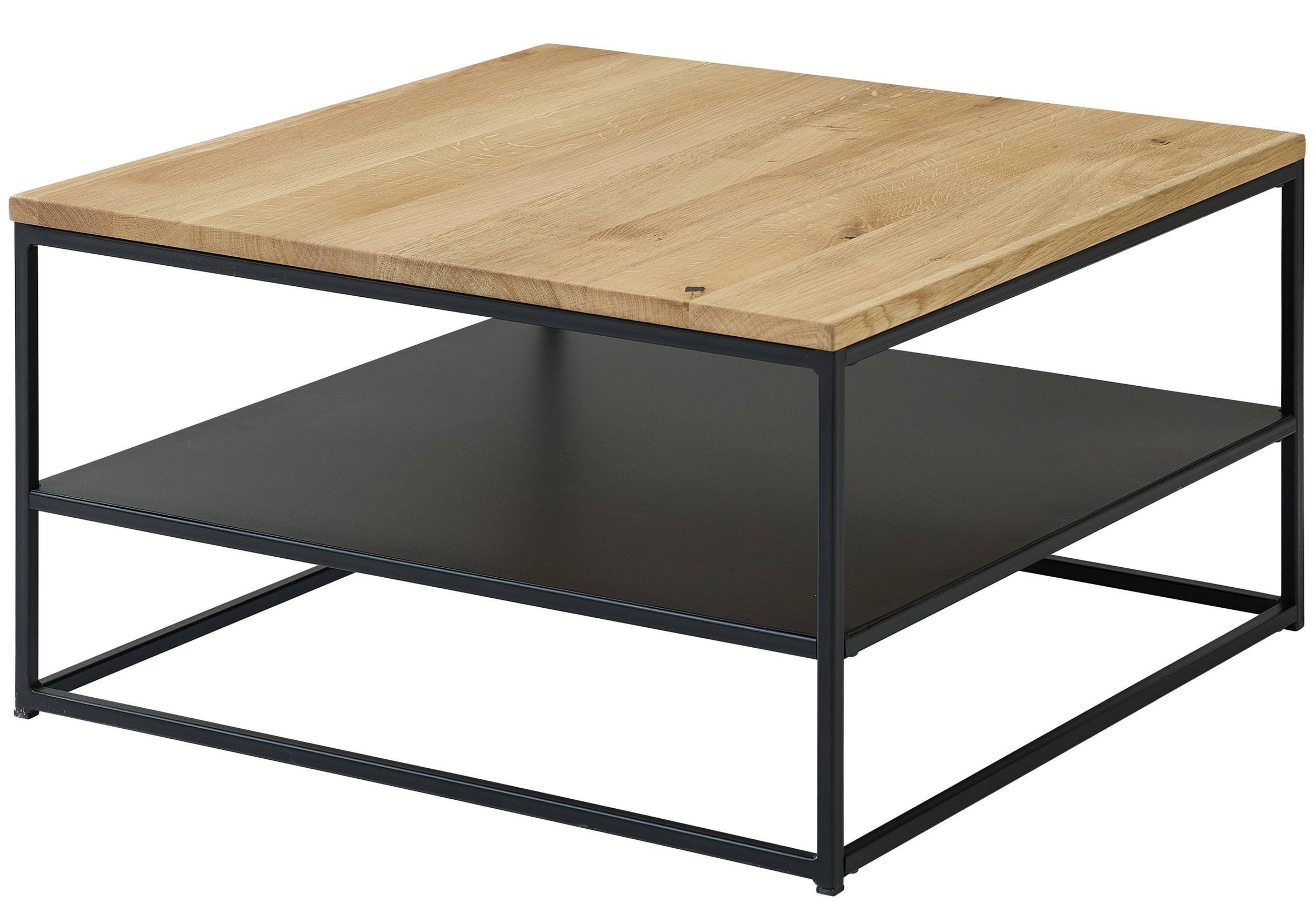 Bega Consult Couchtisch Couchtisch TILDA 75 x 75 Platte Eiche geölt Metallgestell mit Ablage