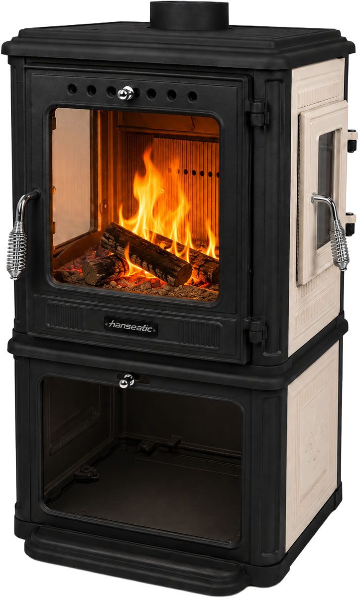 Hanseatic Kaminofen Mars Beige, 7,2 kW, Zeitbrand, Großer Feuerraum