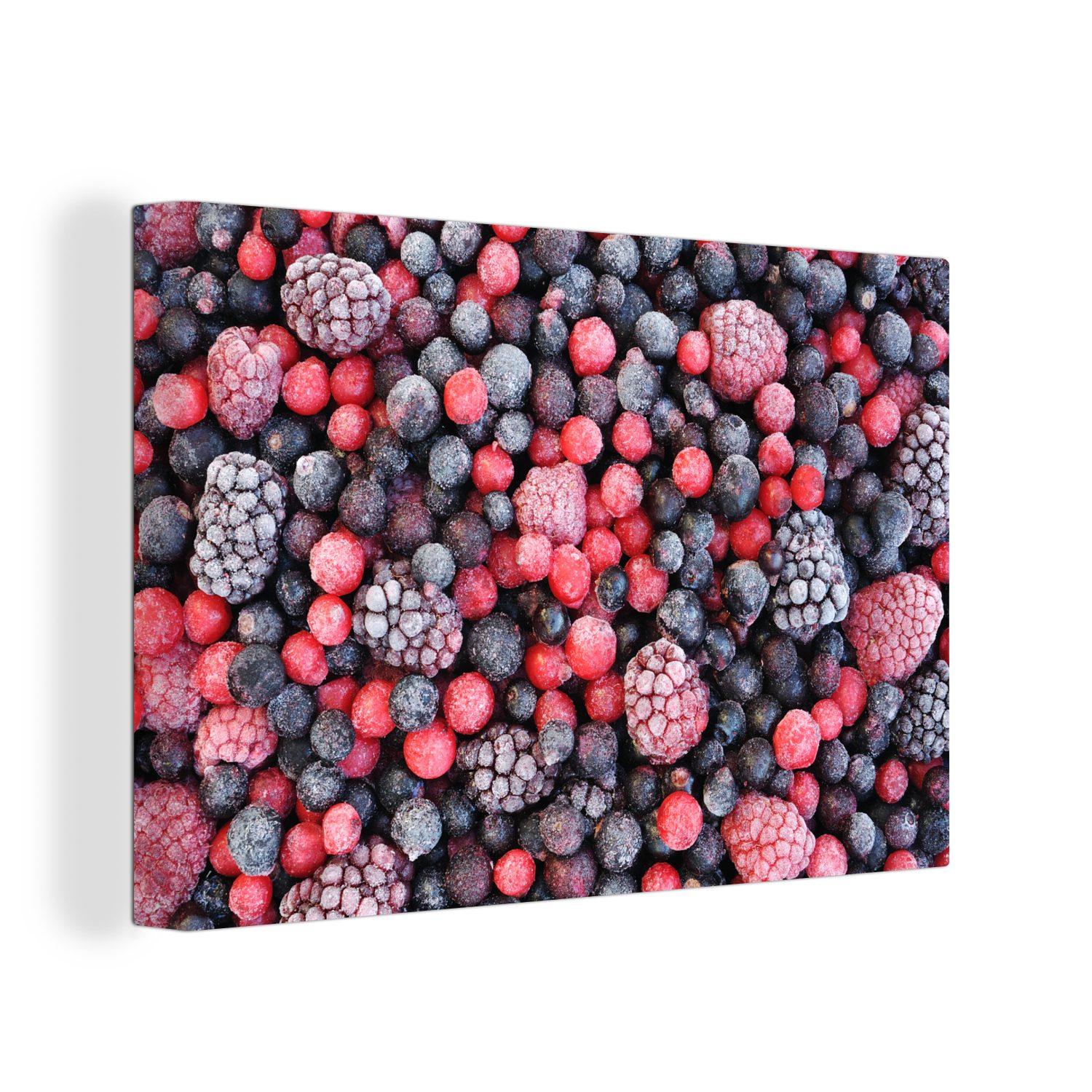 OneMillionCanvasses® Leinwandbild Obst - Beeren - Speiseeis, (1 St), Wandbild Leinwandbilder, Aufhängefertig, Wanddeko, 30x20 cm